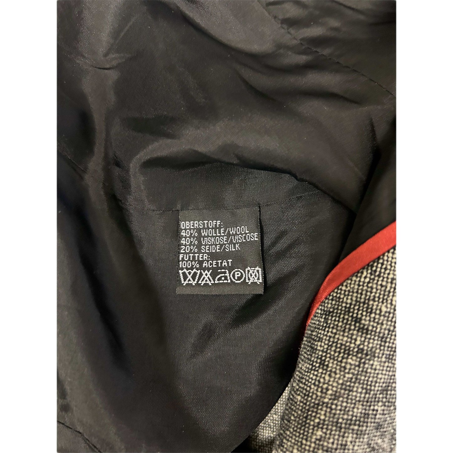 Yorn Blazer Größe 42 Grau Wollmix Seide Schwarz Paspel Elegant Hochwertig Damen