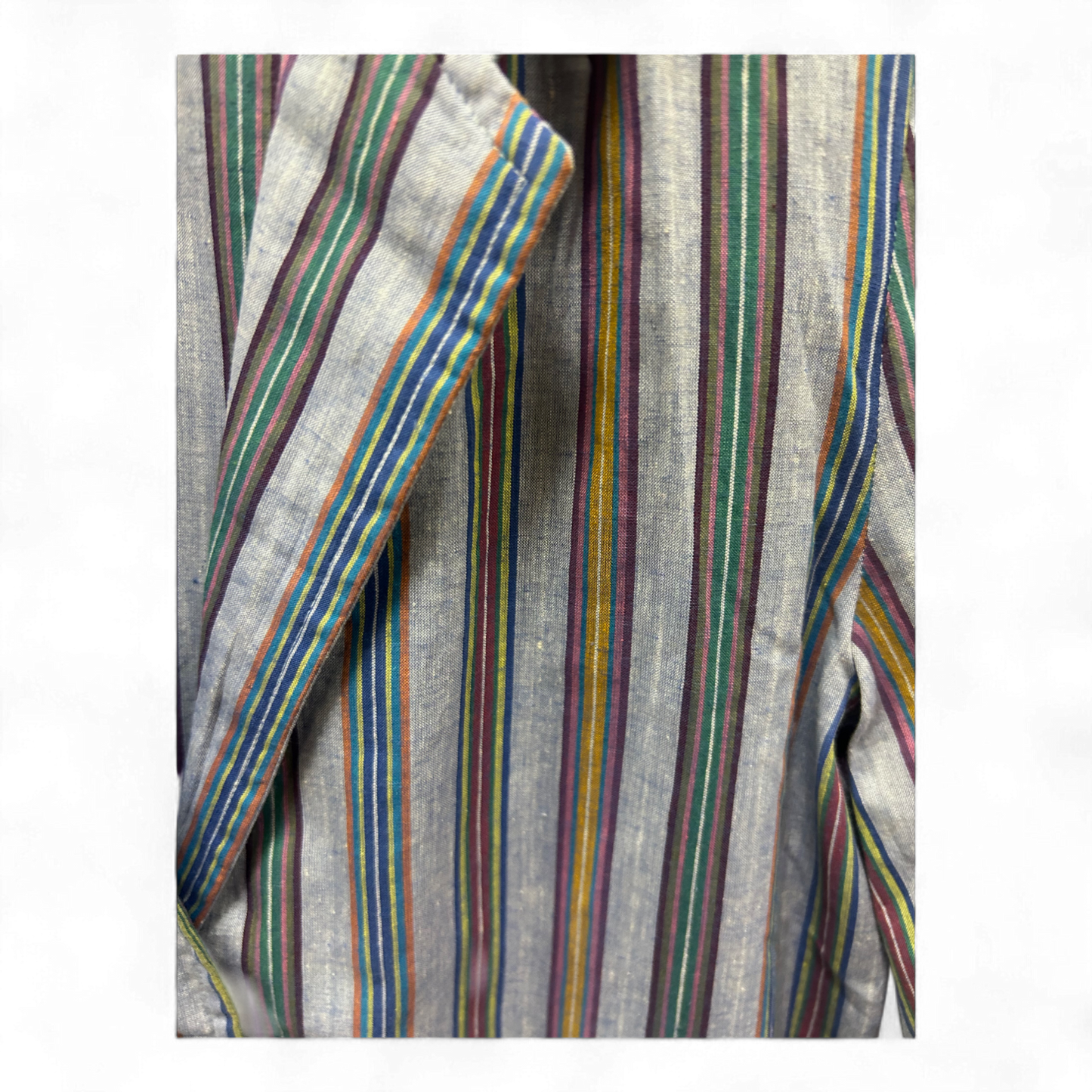 Vintage Blazer Damen Gr 38 40 42 Baumwolle Gestreift Bunt Sommerjacke Schulterpolster