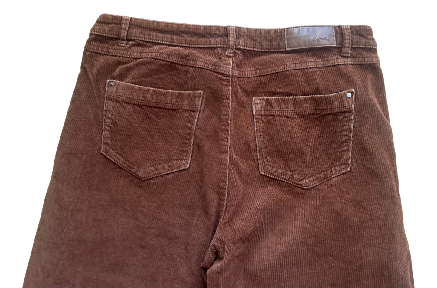 C&A Damen Cordhose Gr 42 Braun Weit Ausgestellt Kurze Länge Baumwolle Elegant