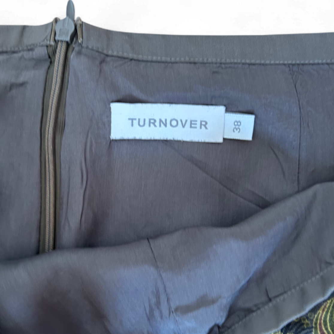 Turnover Midirock Grün Floral Gr 38 Ausgestellt 100 Seide Hochwertig Gefüttert