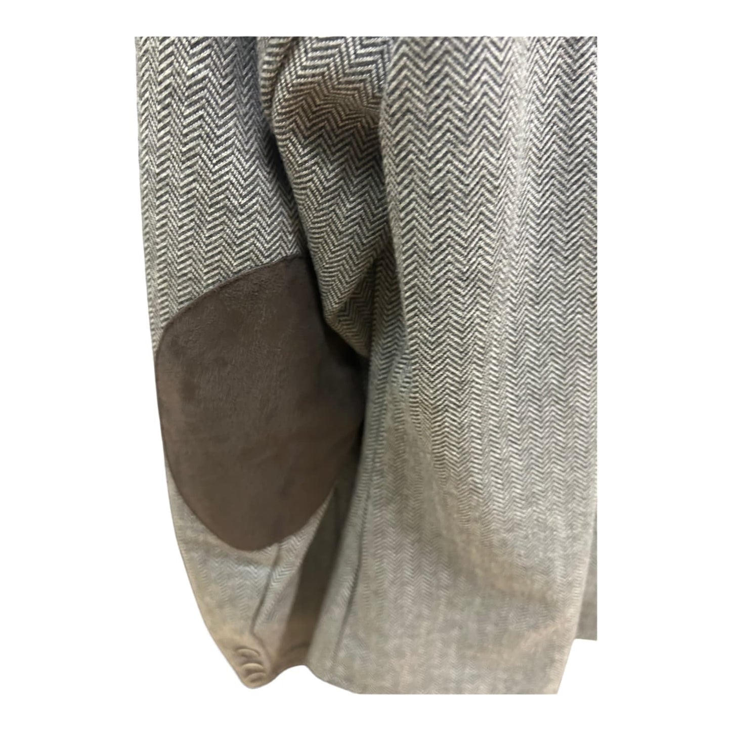 TCM Blazer Fischgrät Grau Gr 46 Ellenbogenpatches Klassisch Reiterstil