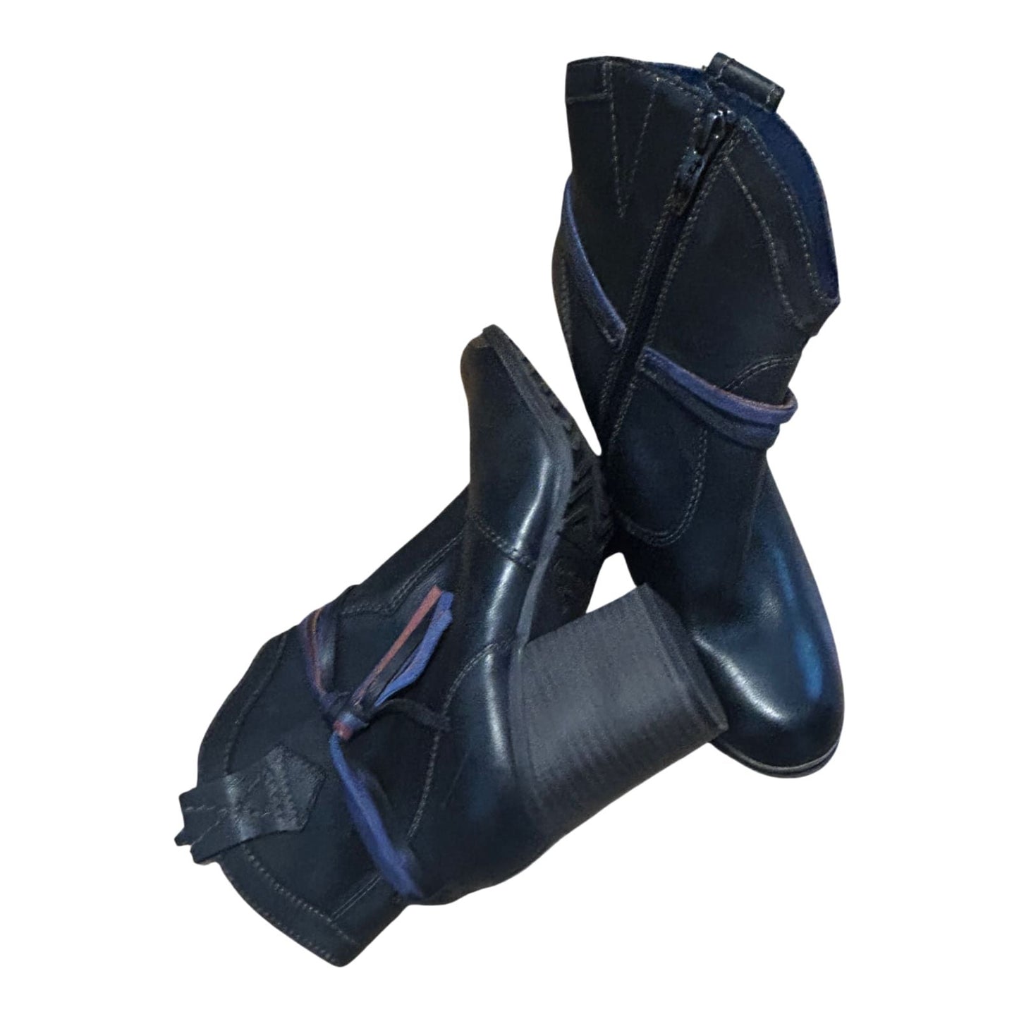 Tamaris Stiefeletten Damen Schuhe Gr 40 Schwarz Leder Blockabsatz Reißverschluss