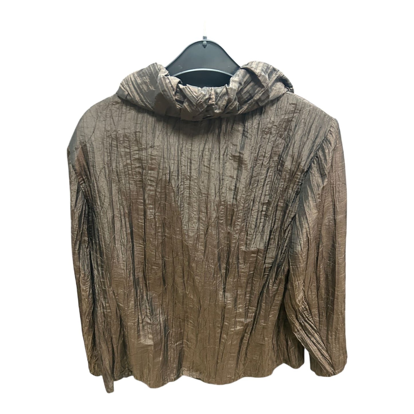 My Line Rüschenjacke Braun Gr 46 Crinkle Look Brust 58 Länge 63 Elegant