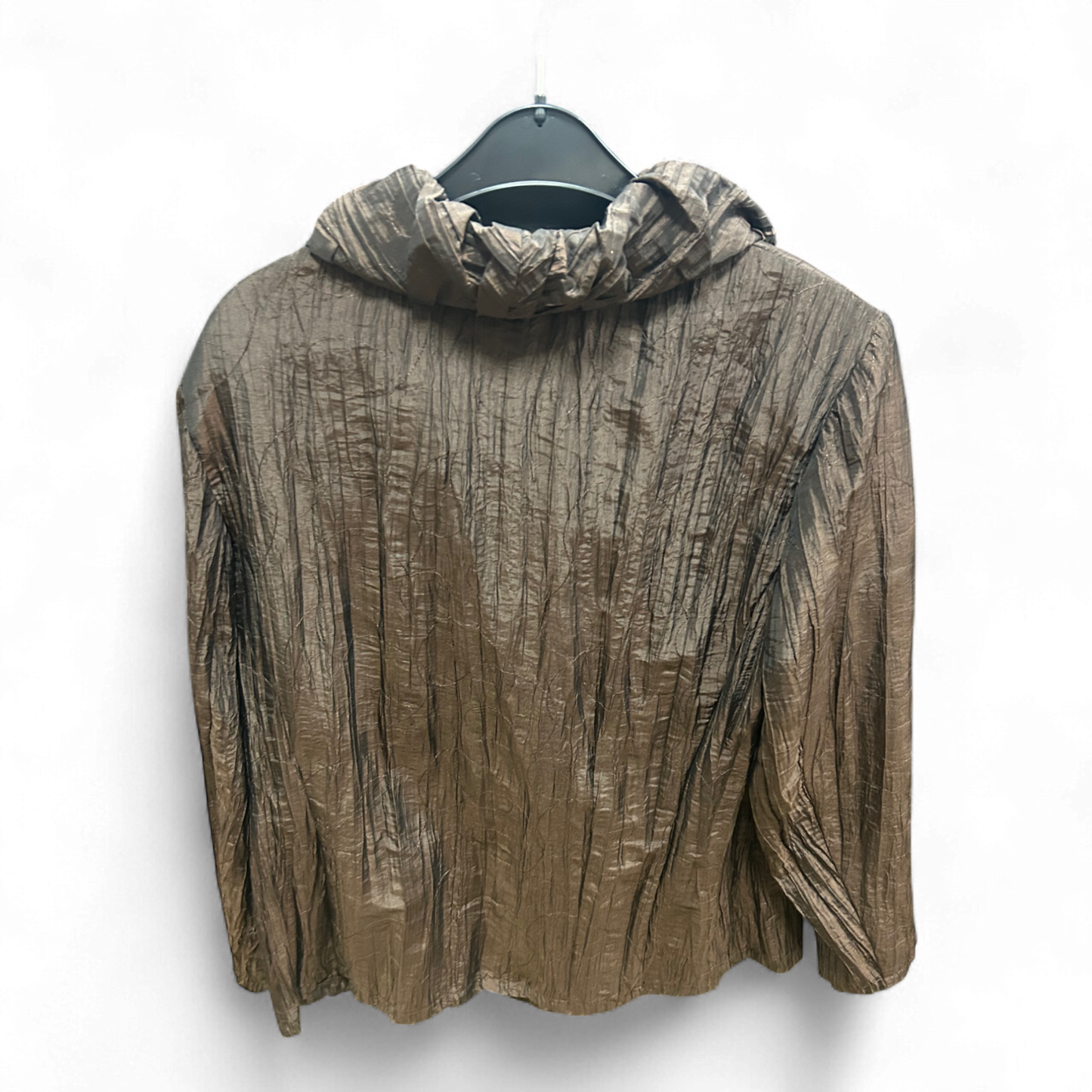 My Line Rüschenjacke Braun Gr 46 Crinkle Look Brust 58 Länge 63 Elegant