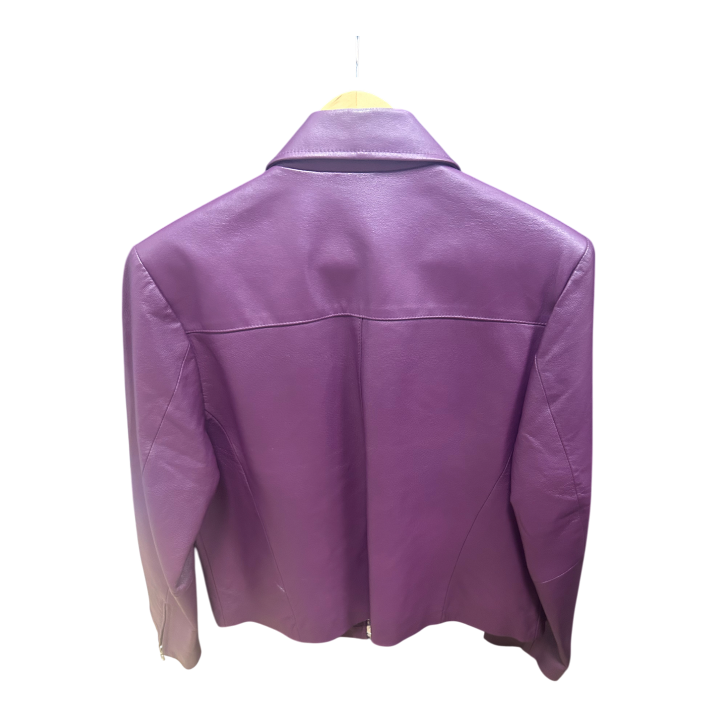 Woodpecker Lederjacke Lila Gr 44 Reißverschluss Echtleder Reißverschlusstaschen Kragen