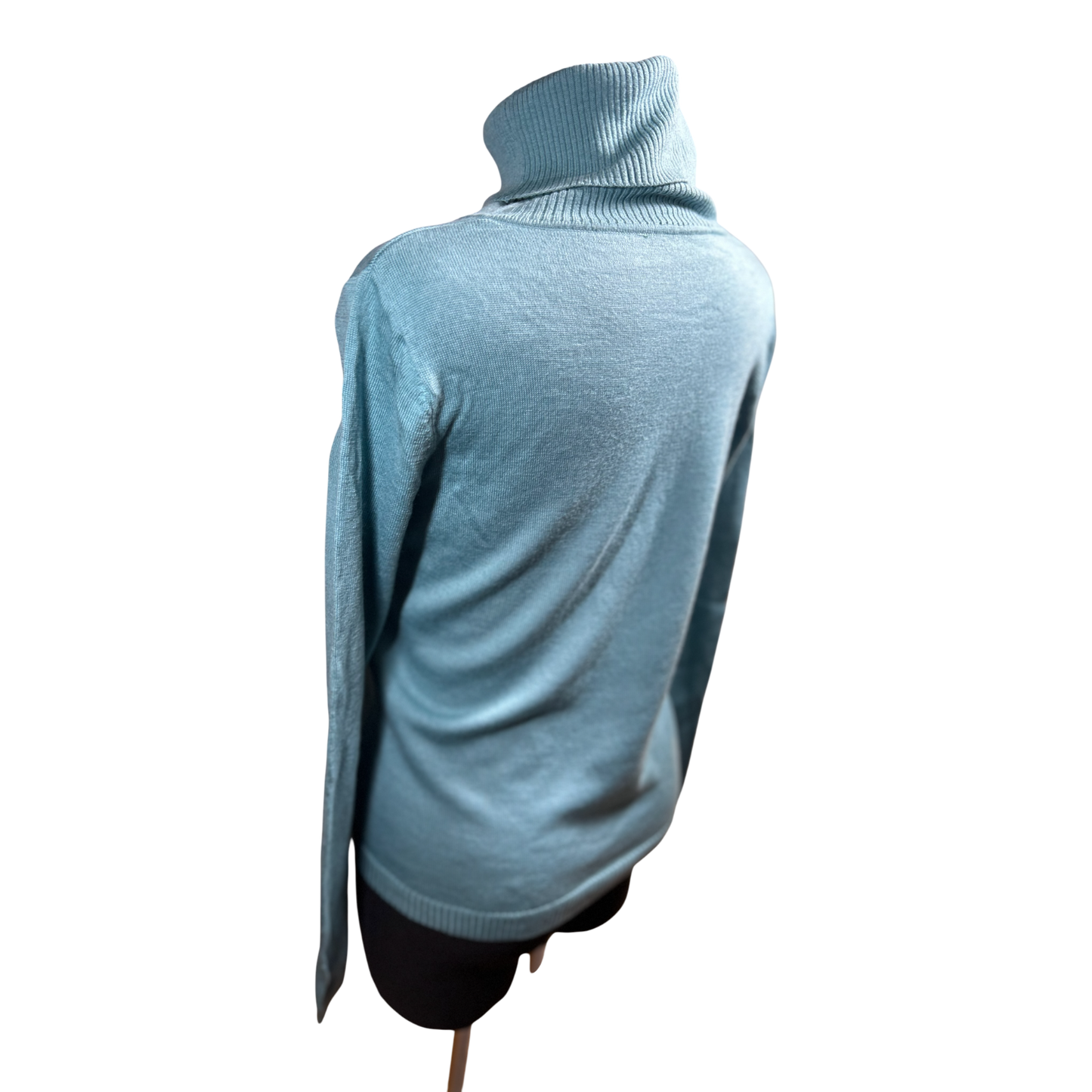 Second Hand Liebe Rollkragenpullover Damen Gr M Türkis Schurwolle Fein Elegant