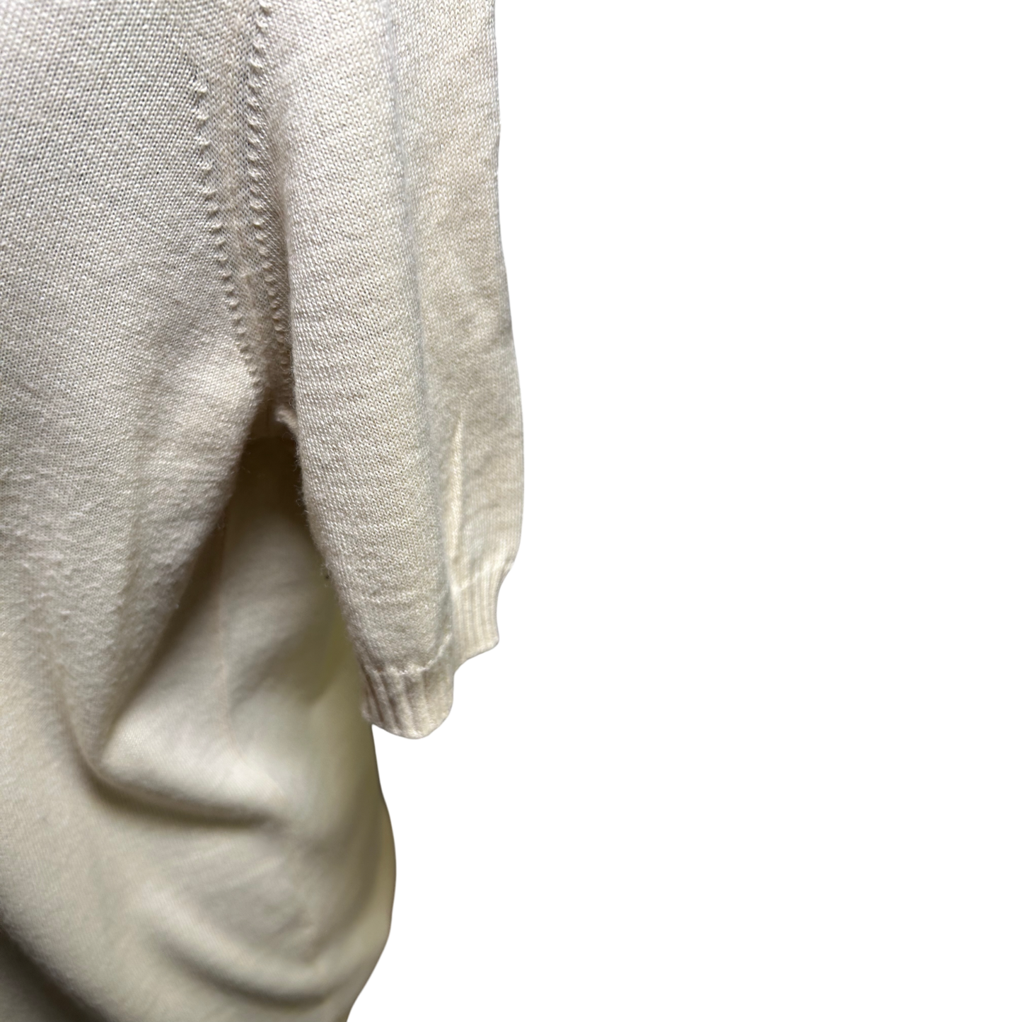 Second Hand Liebe Pullover Damen Gr 44 Creme Rollkragen Merinowolle Kurzarm