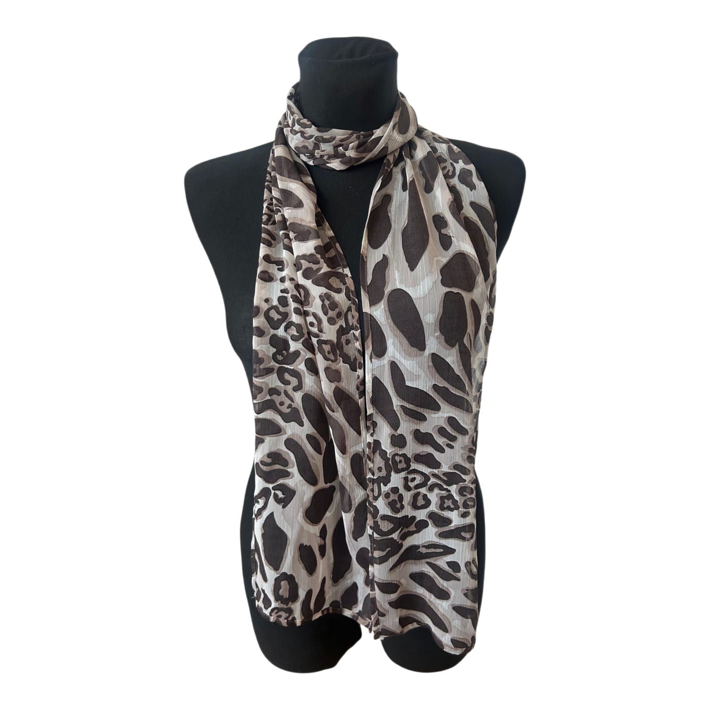 Leo Schal Animal Print Braun Beige Damen Halstuch leicht 180x20