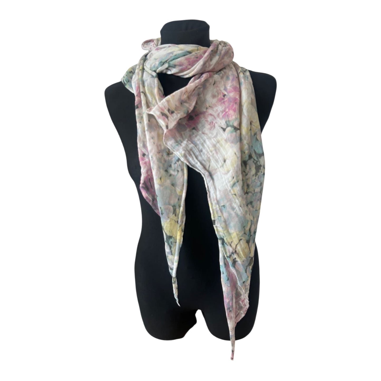 Dreieckstuch Blumen Pastell Rosa Mint Beige leicht asymmetrisch 160x70