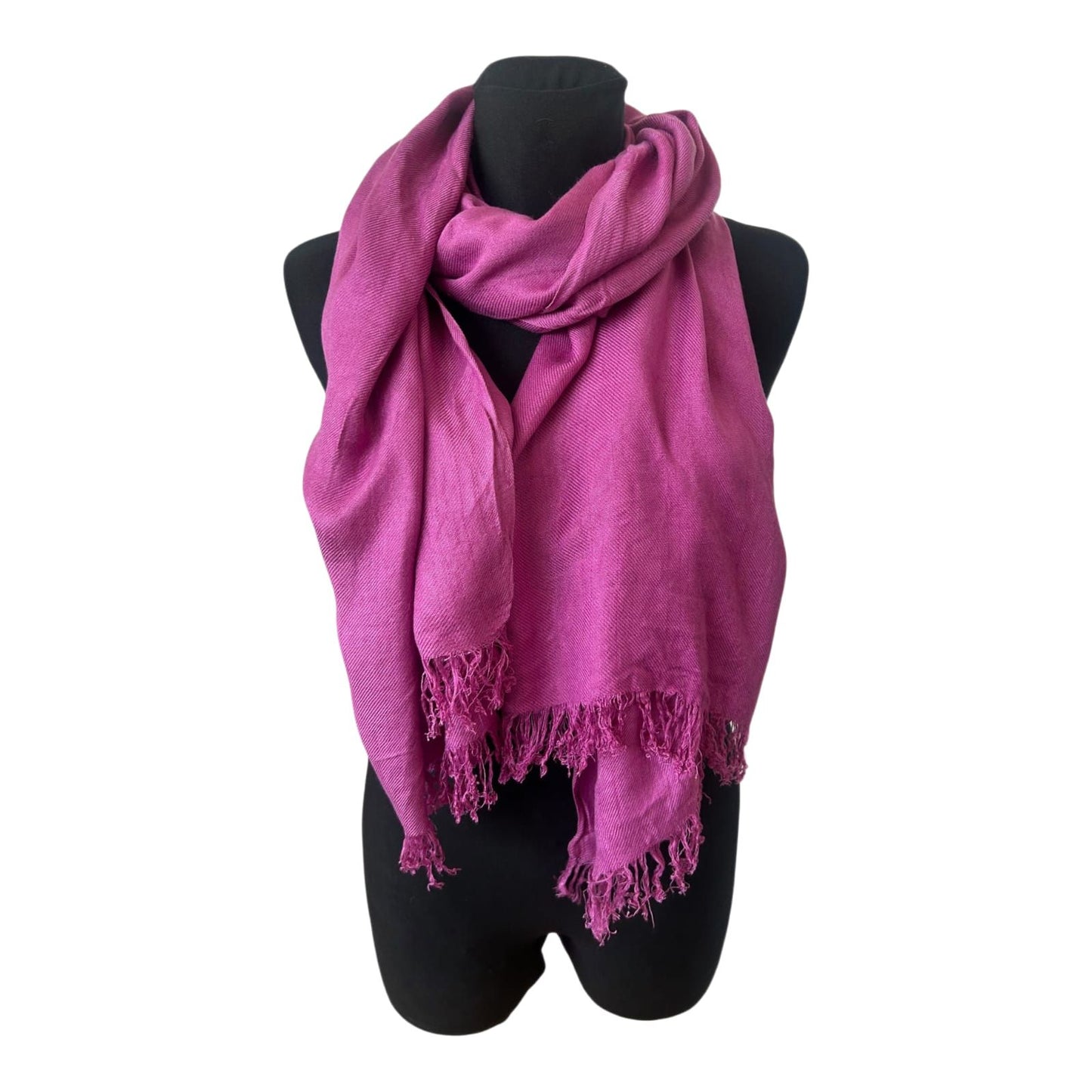 Buthe Schal 100% Viskose Pink XXL Fransen Stola Tuch 200x70
