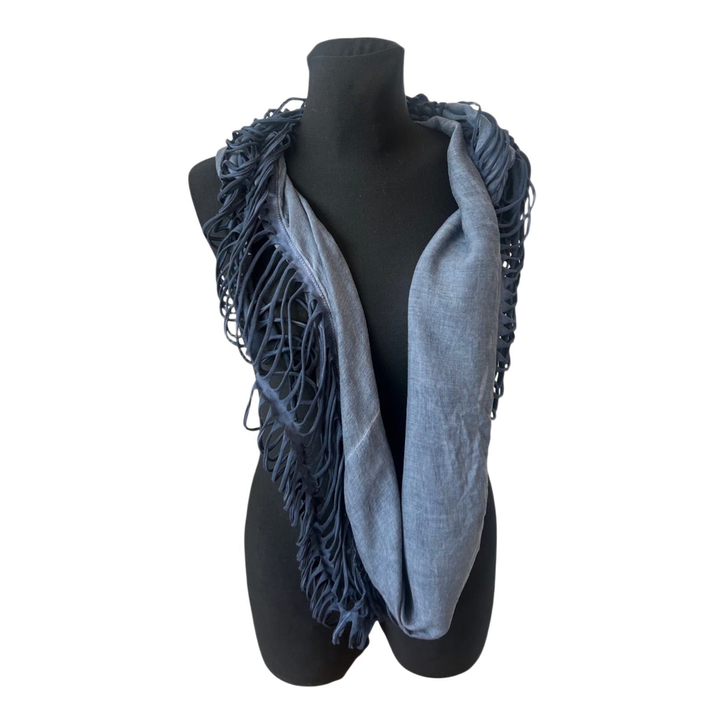 Liberty Damen Loop Schal Blau Batik Netz XXL 140x95 Viskose Second Hand