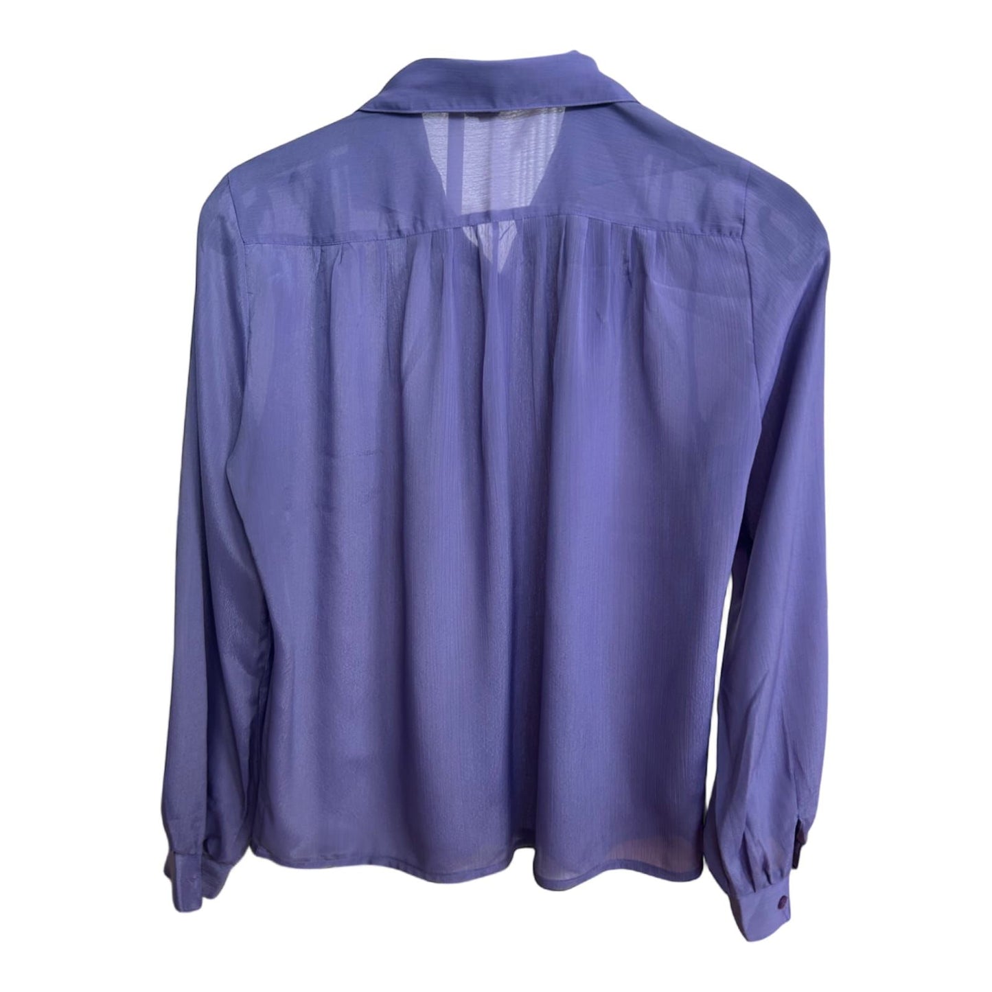 Vintage Bluse Lila Transparent Gr 36 Langarm Kragen Elegant 100 Prozent Polyester