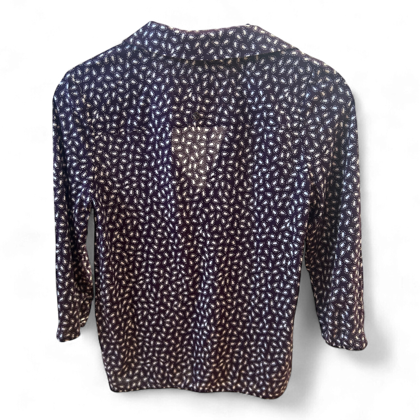 Bonita Bluse Violett Weiß S Muster Gummizug Baumwolle Modal Kragen