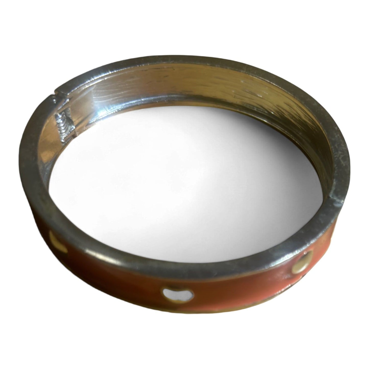 Armreif Orange Silberfarben Metall Kunststoff Nieten Modern Umfang 21 cm