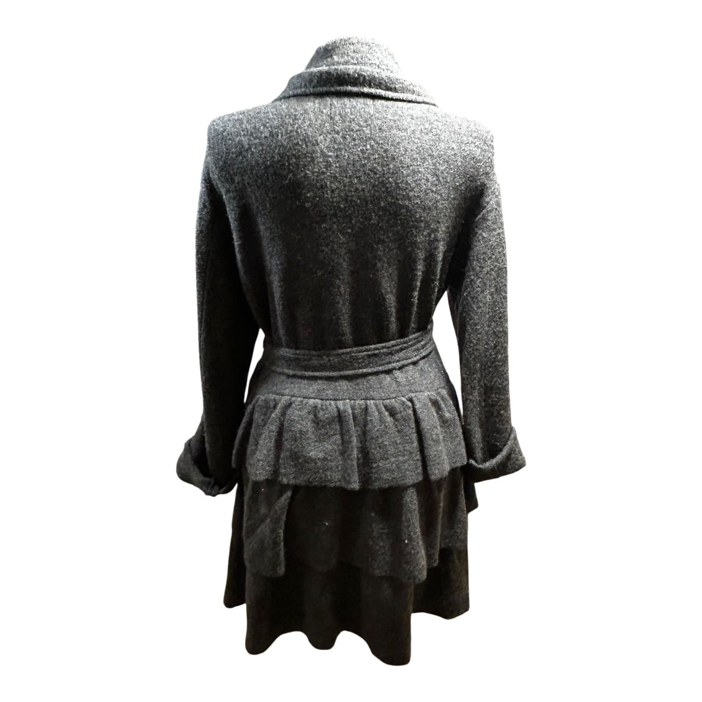 Cynthia Rowley Damen Mantel Wolle Grau Gr L Elegant Klassisch Winter