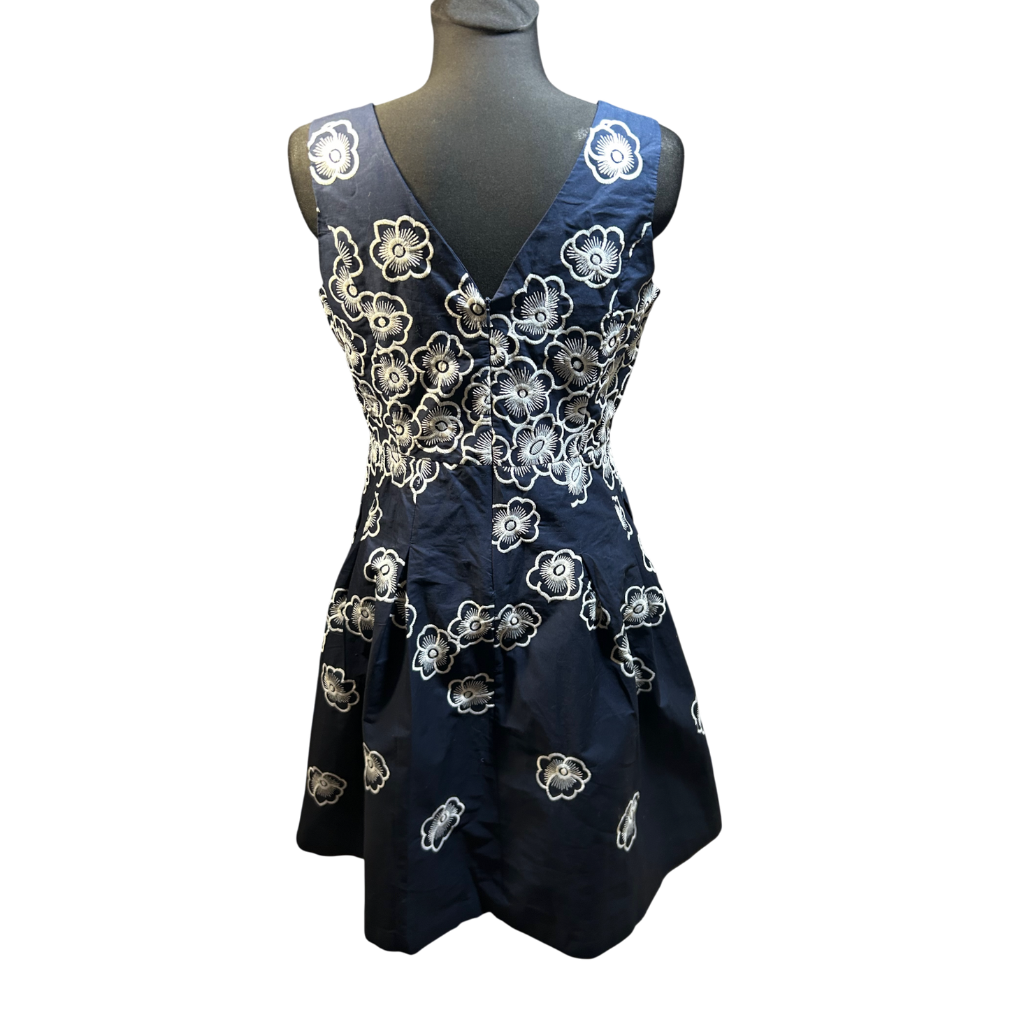 Yessica Kleid Damen Gr 40 Dunkelblau Blumen Stickerei Baumwolle Elegant