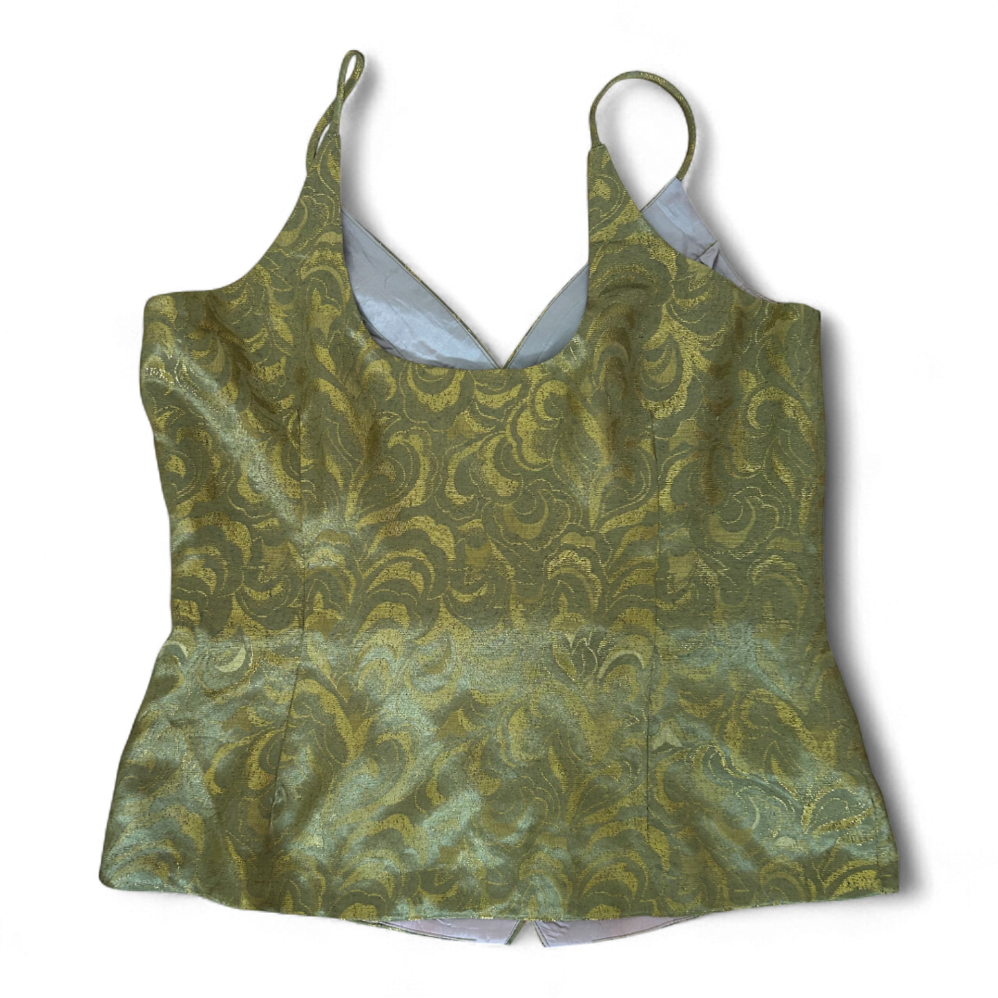 Wallis Top Gold Brokat Gr 40 Spaghettiträger Metallic Viskose Made in UK