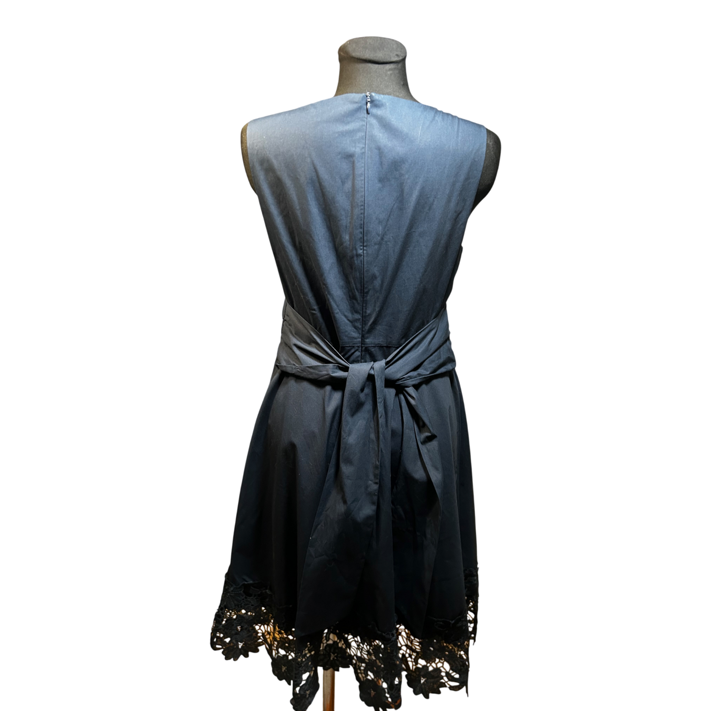 Yessica Kleid Damen Fit and Flare Gr 40 Baumwolle Elegant Spitze Dunkelblau