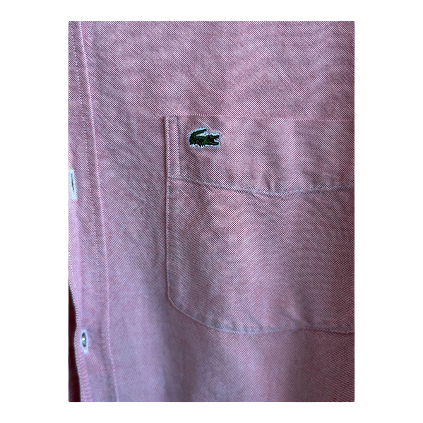 Lacoste Hemd 38 S Rosa Langarm 100 % Baumwolle Button Down Logohemd Krokodil
