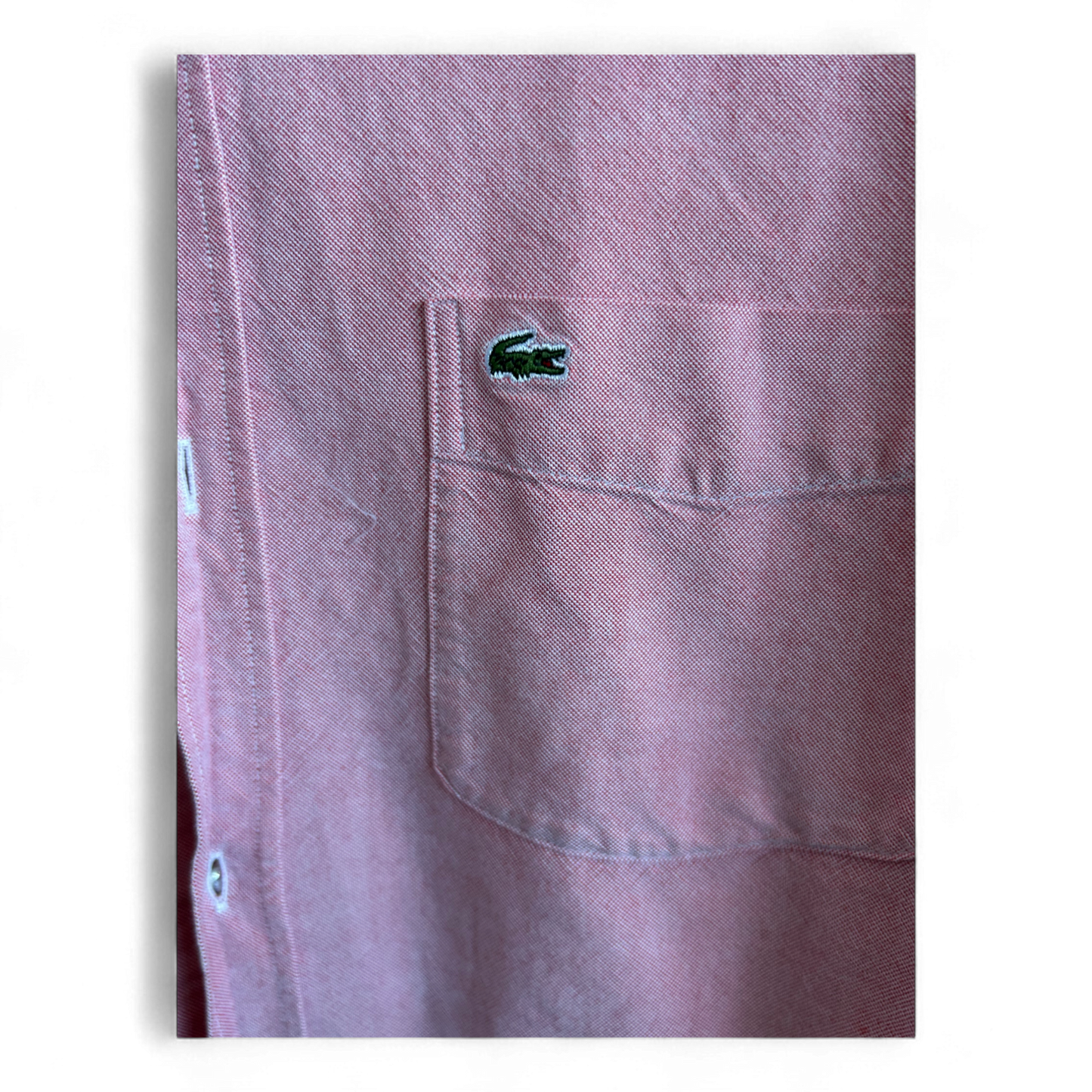 Lacoste Hemd 38 S Rosa Langarm 100 % Baumwolle Button Down Logohemd Krokodil