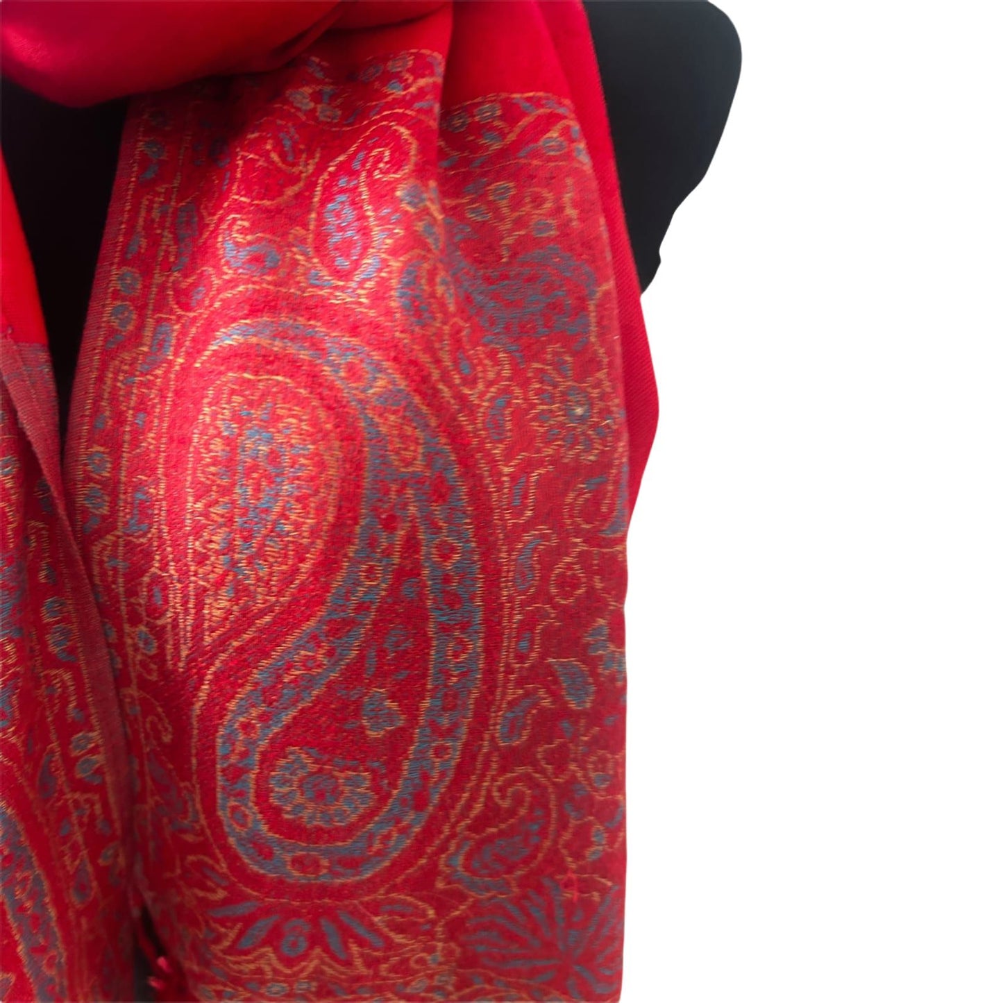Wunderschöner Damen Schal Paisley Rot Gold 180 x 70 cm 100% Viskose