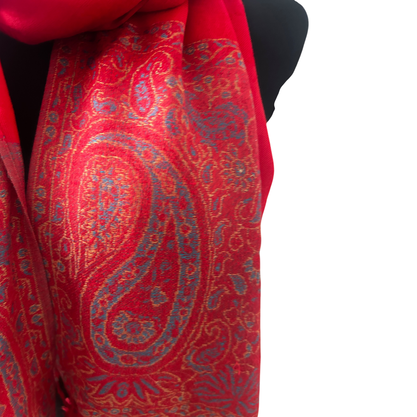 Wunderschöner Damen Schal Paisley Rot Gold 180 x 70 cm 100% Viskose