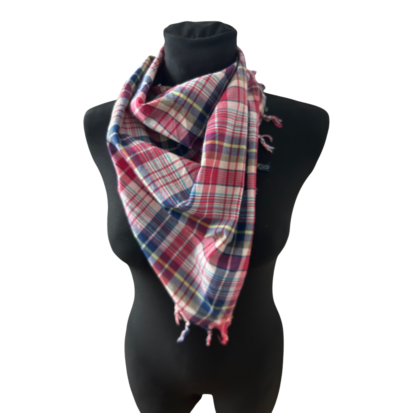 Damen Halstuch sOliver Karo Muster Rot Blau Baumwolle Leicht Elegant Chic