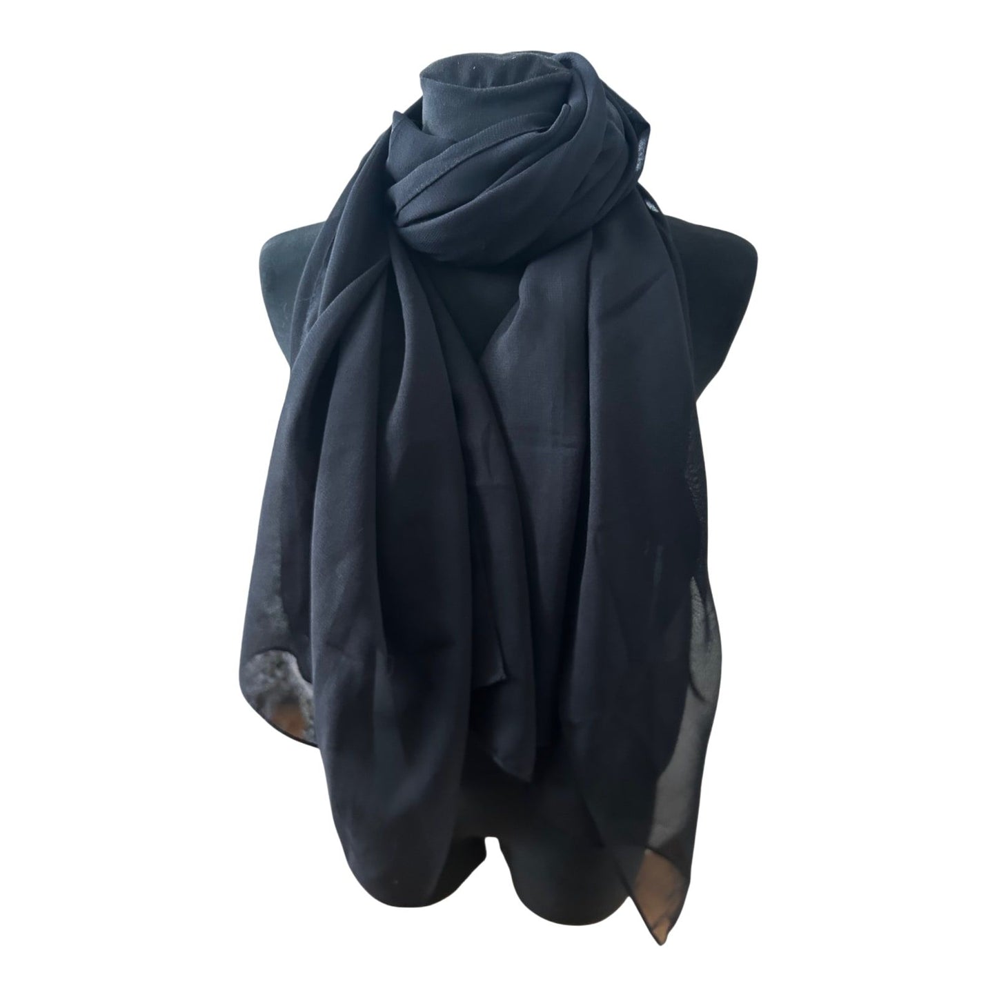Wunderschöner Damen Schal Schwarz Chiffon Elegant Leicht Groß 170 x 110 cm