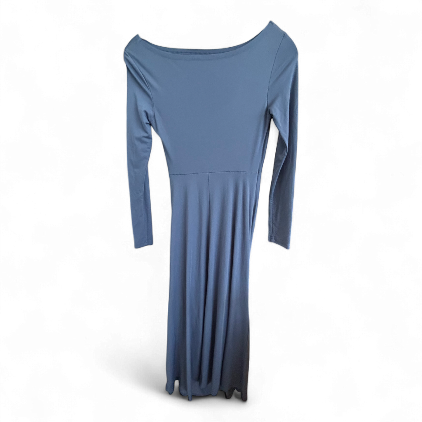 SHEIN Maxikleid Damen Dress Damenkleid Gr. 38 Blau Drapiert Stretch Abend Lang