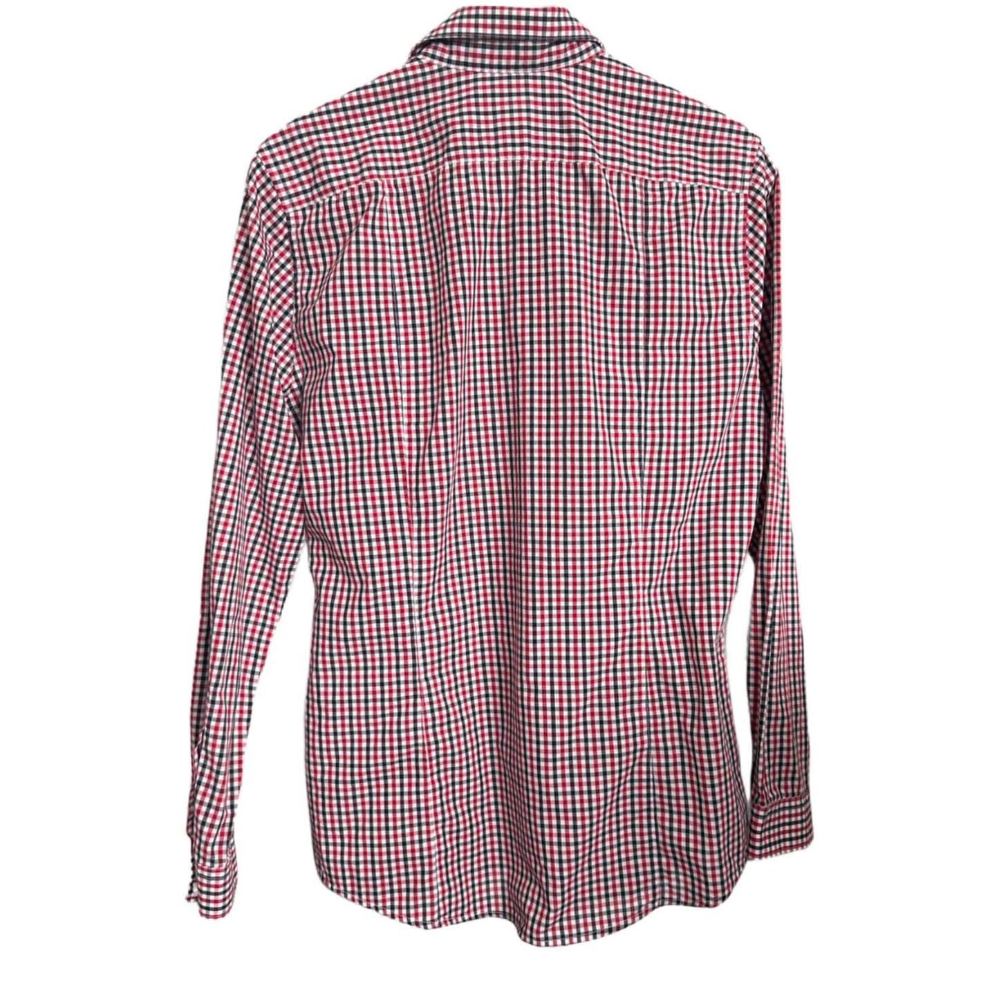 H&M Hemd M Kariert Rot Blau Langarm Easy Care Herrenhemd Bügelleicht Casual