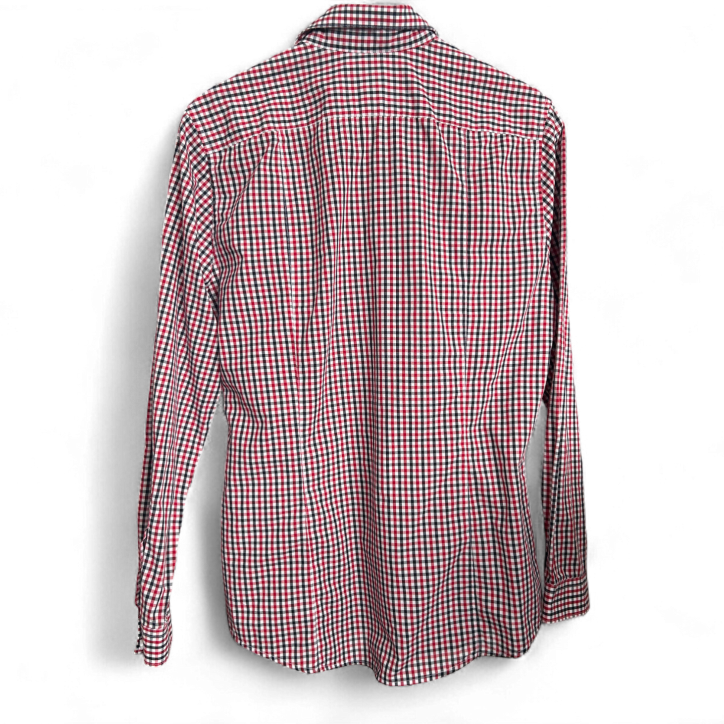 H&M Hemd M Kariert Rot Blau Langarm Easy Care Herrenhemd Bügelleicht Casual