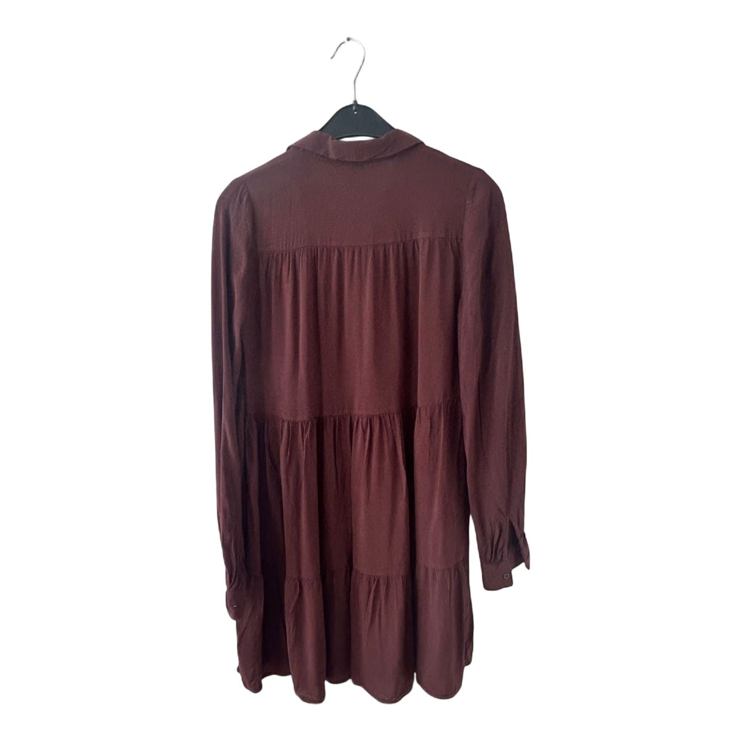 Amisu Kleid Damen Dress Damenkleid Gr. 34 Braun Tunika Langarm Viskose Modisch