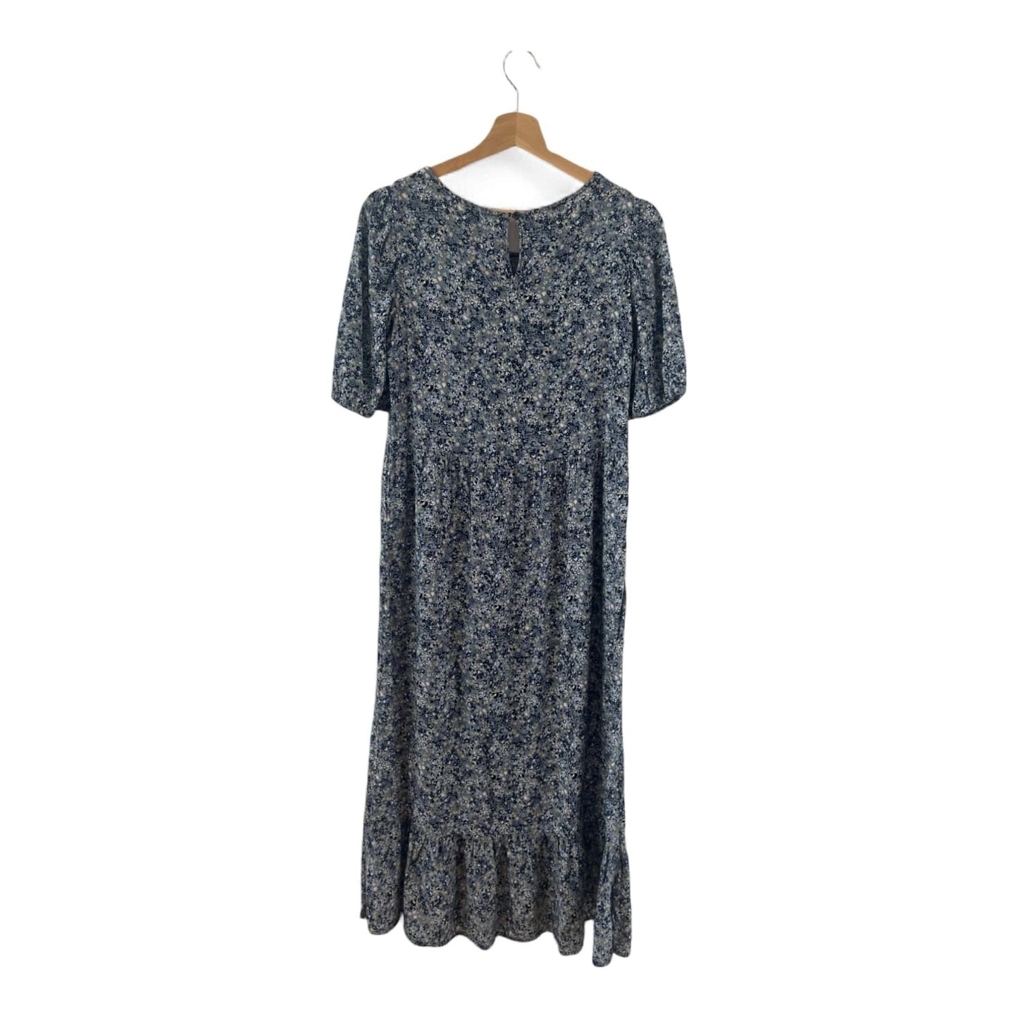 Janina Kleid Damen Dress Damenkleid Gr. 38 Blau Blumen Puffärmel Boho Vintage