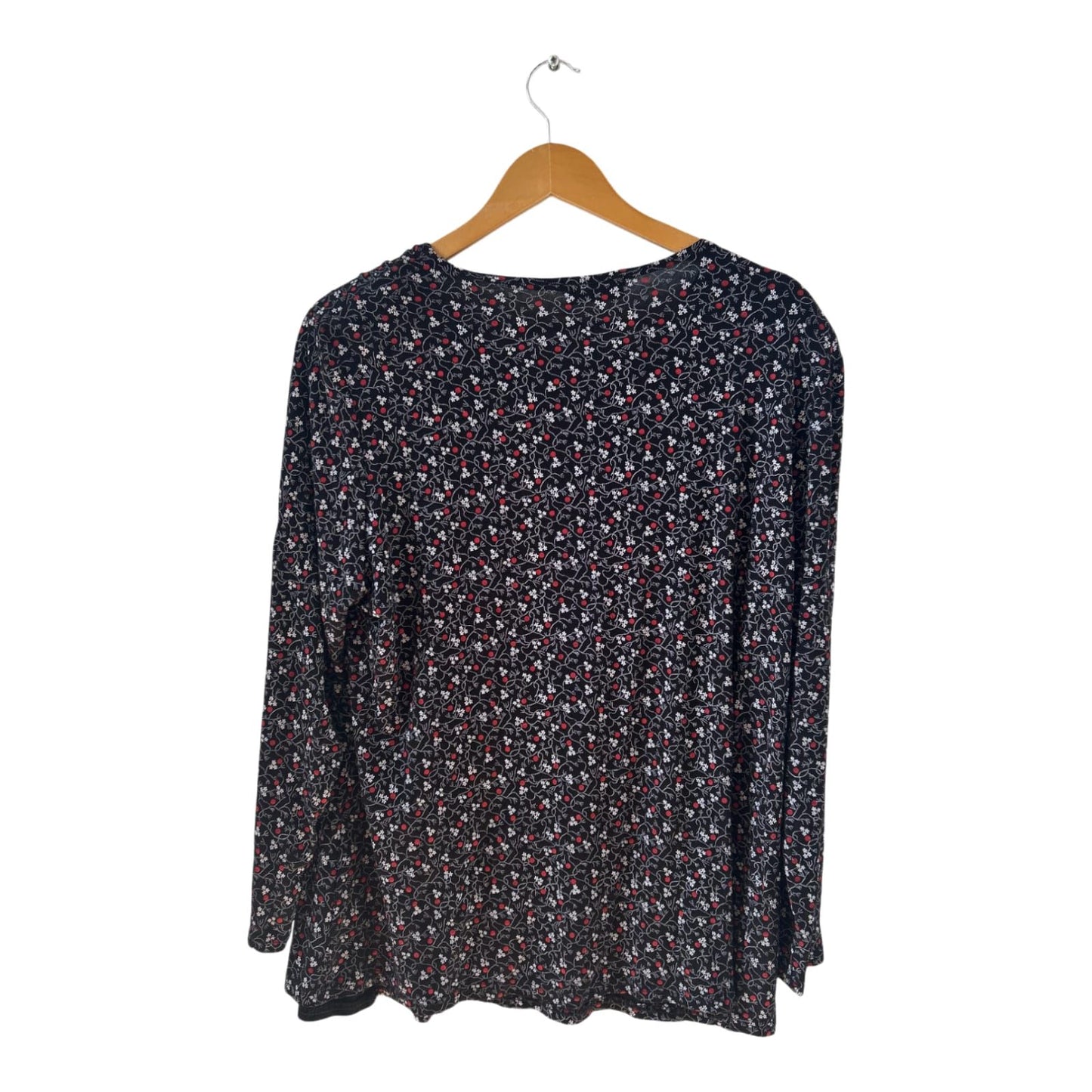 Haris Moda Shirt XXL Blumenmuster Wasserfallkragen Schulterpolster elastisch elegant