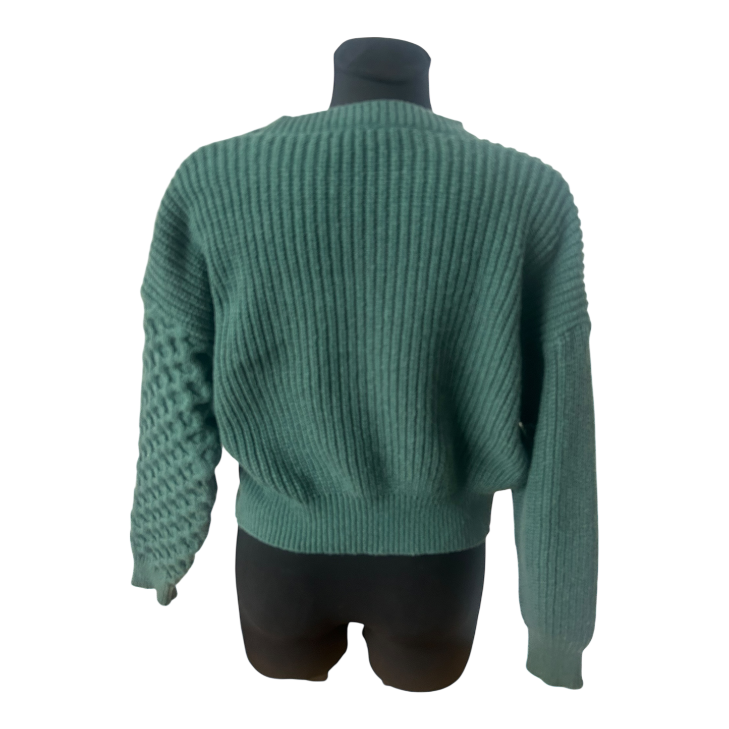 Shein Damen Pullover Gruen Strukturstrick Langarm Rundhals Modern Casual