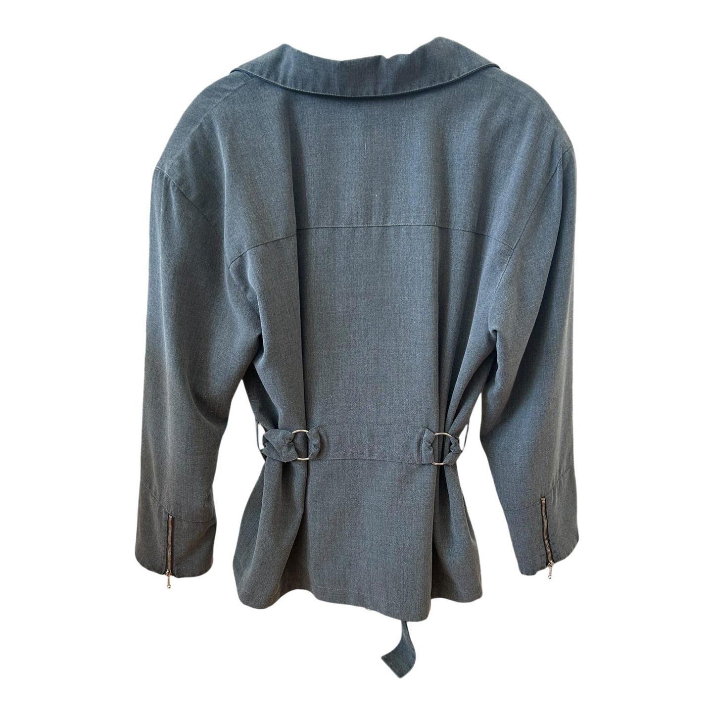 🖤 Biker-Jacke Damen M Grau – Tailliert mit Gürtel & Zipper 🖤