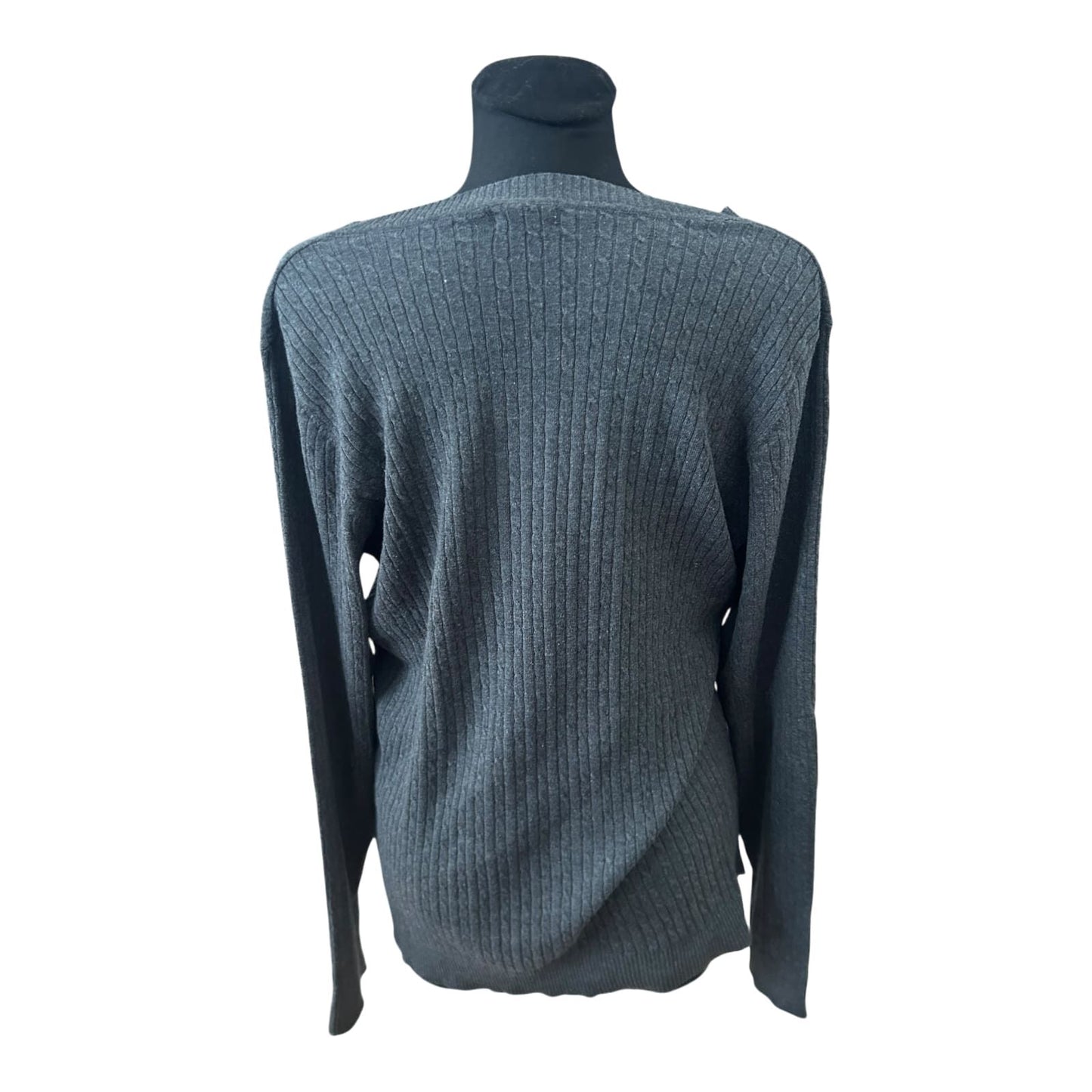 Anne L Pullover Damen Gr L Grau Rippstrick V Ausschnitt Weit Gestrickt Elegant