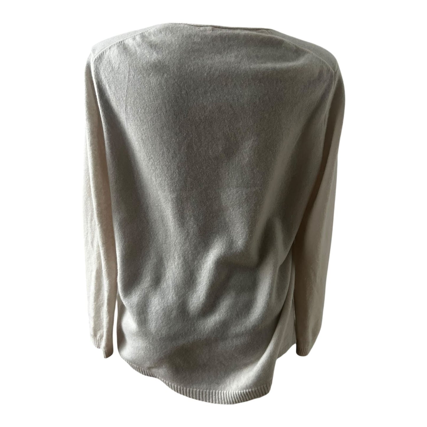 Gerry Weber Damen Kaschmir Pullover Größe 46 Creme V-Ausschnitt Elegant
