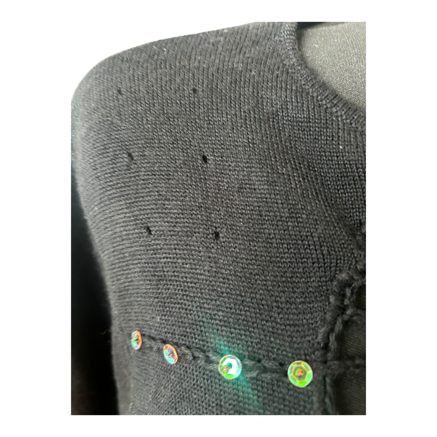 Damen Pullover Schwarz Gr 44 Langarm Strass Elegant Feinstrick Klassisch