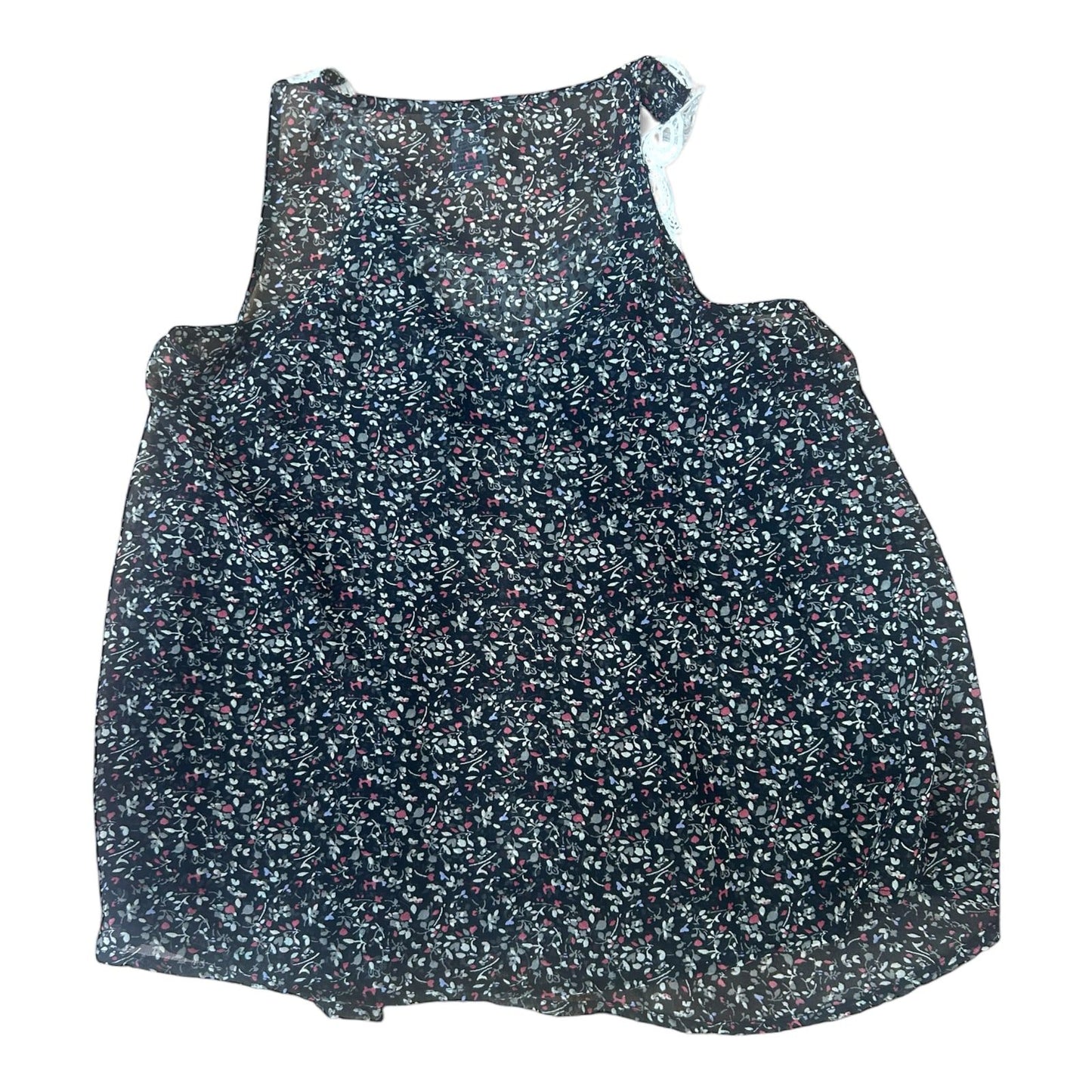 Fun and Flint Damen Top M Blumenmuster Spitzeneinsatz Ärmellos Sommer Bluse