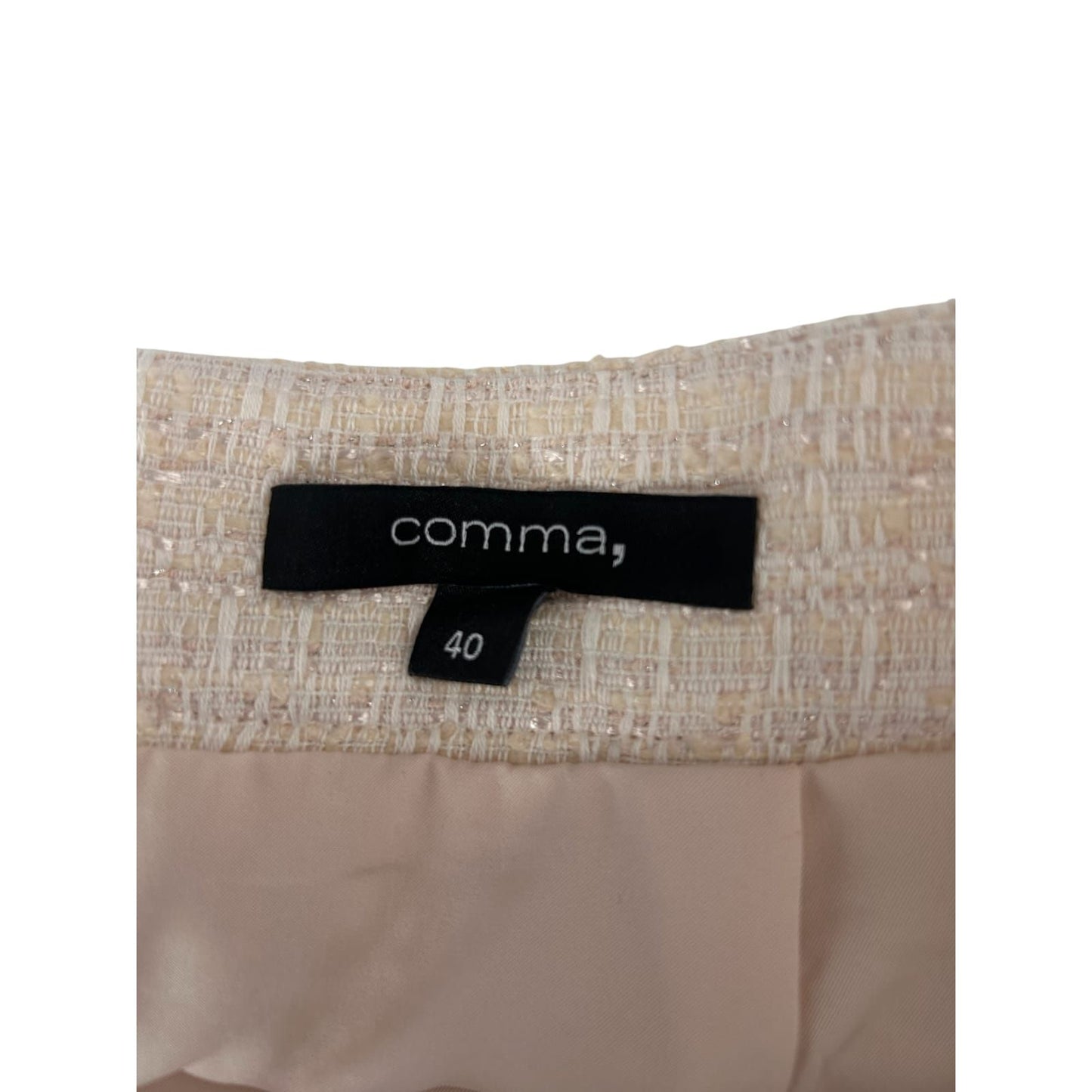 Comma Rock Damen Gr 40 Beige Boucle Glitzer Elegant Business Midi Stil