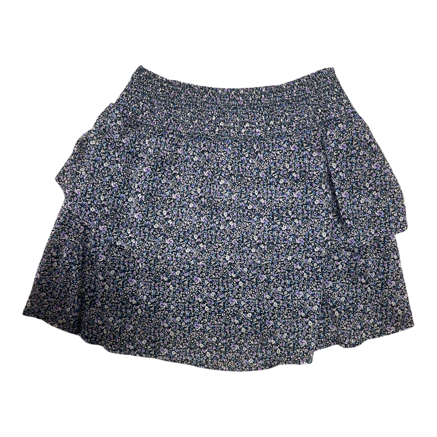 Pigalle Minirock Damen S Dunkelblau Lila Blumenmuster Baumwolle Volants