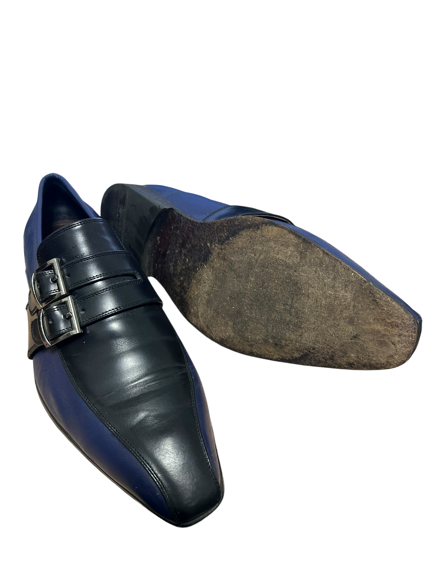 Bespoke Herrenschuhe dunkelblau / schwarz aus Echtleder Sohle Gr. 44