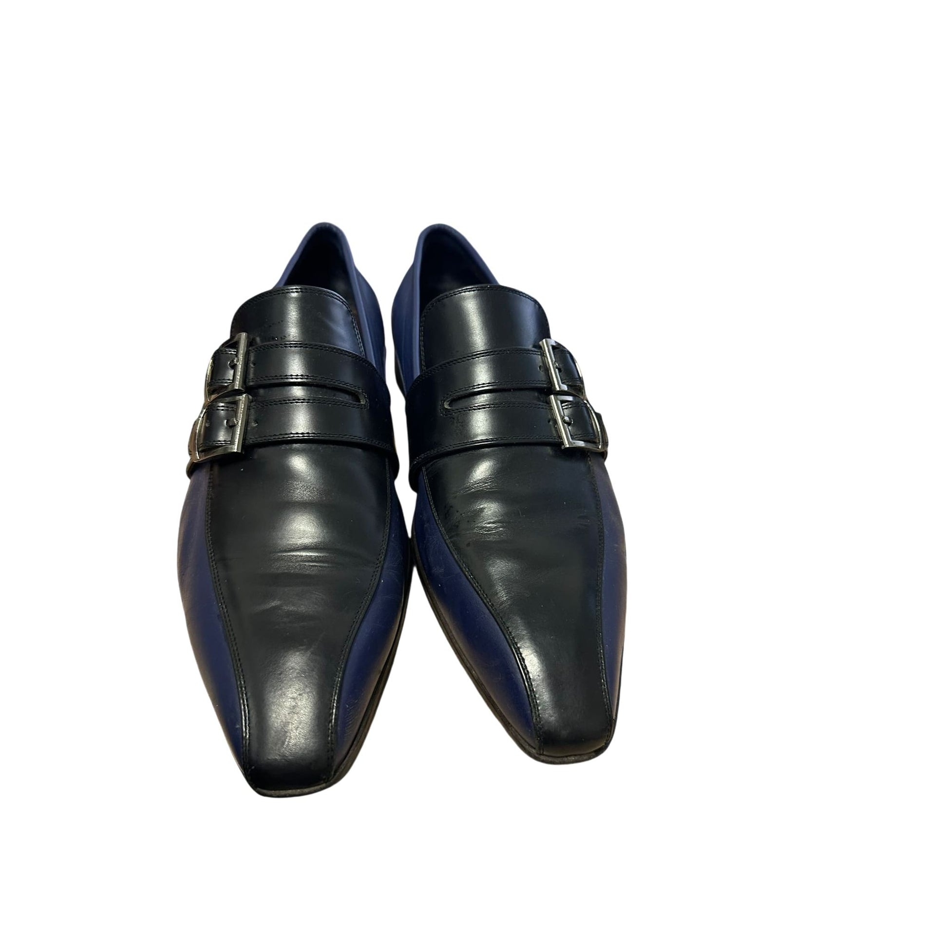 Bespoke Herrenschuhe dunkelblau / schwarz aus Echtleder Sohle Gr. 44