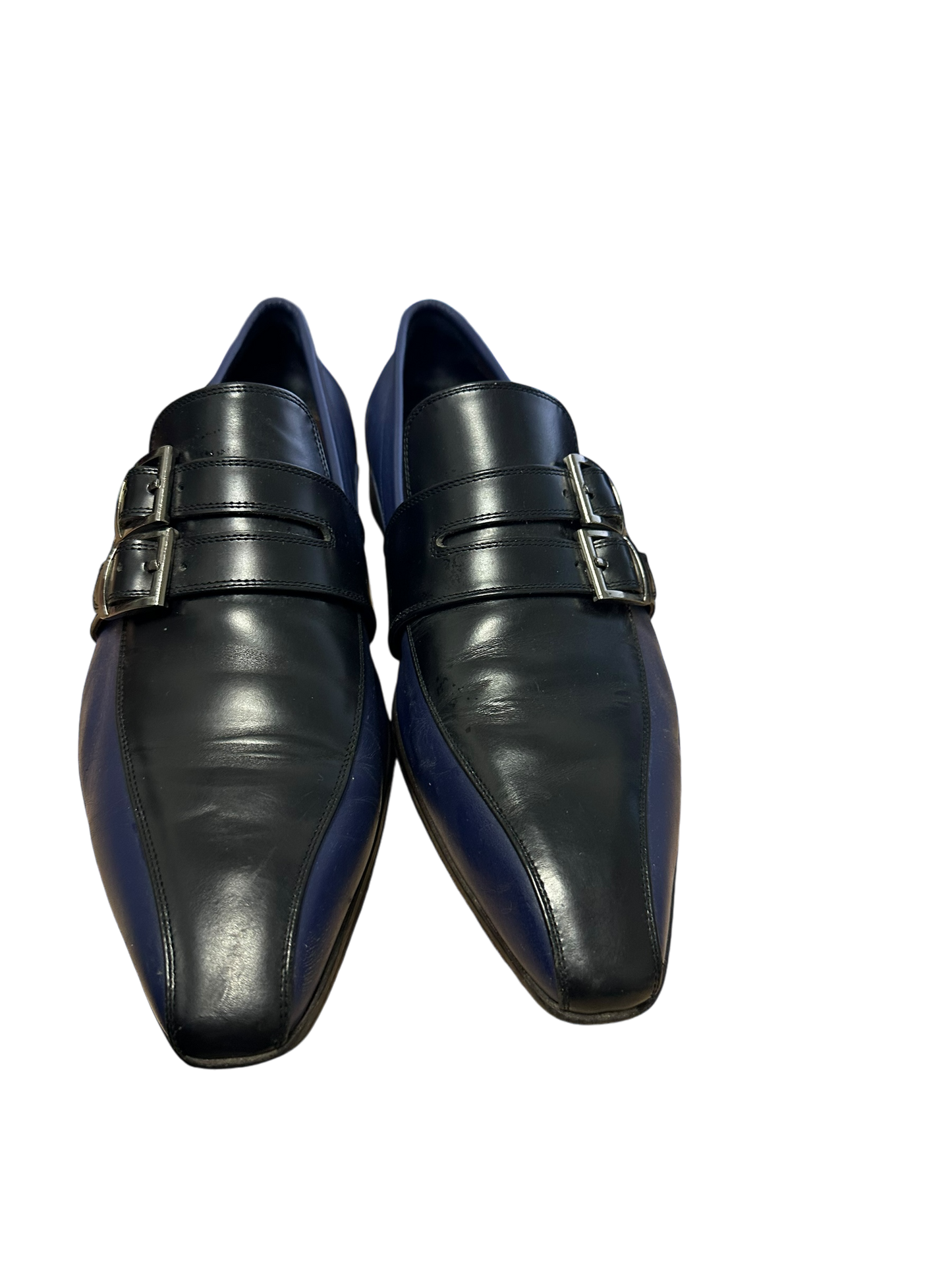 Bespoke Herrenschuhe dunkelblau / schwarz aus Echtleder Sohle Gr. 44