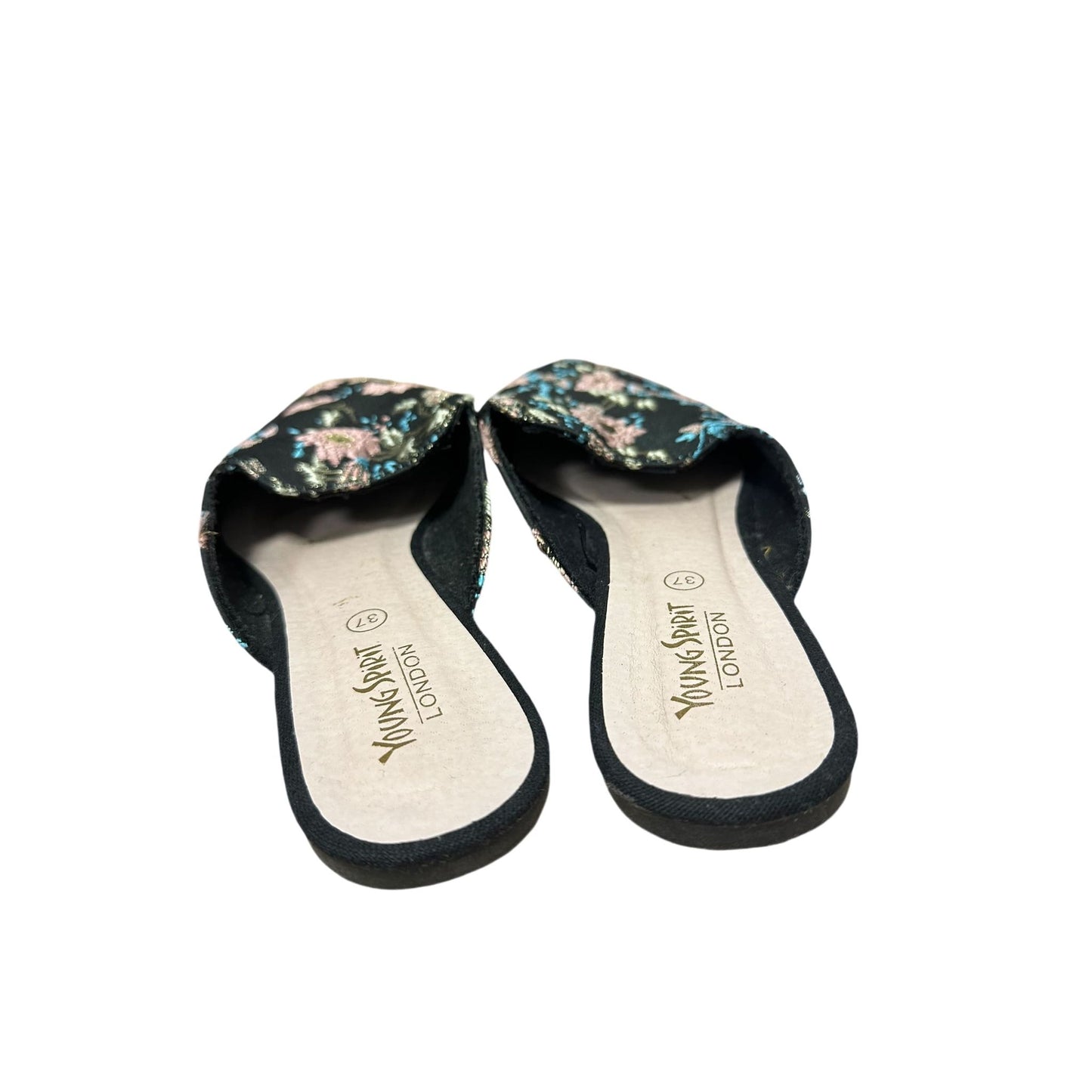 Young Spirit Mules Gr 37 Brokatmuster Schwarz Floral Elegant Sommer Hausschuh