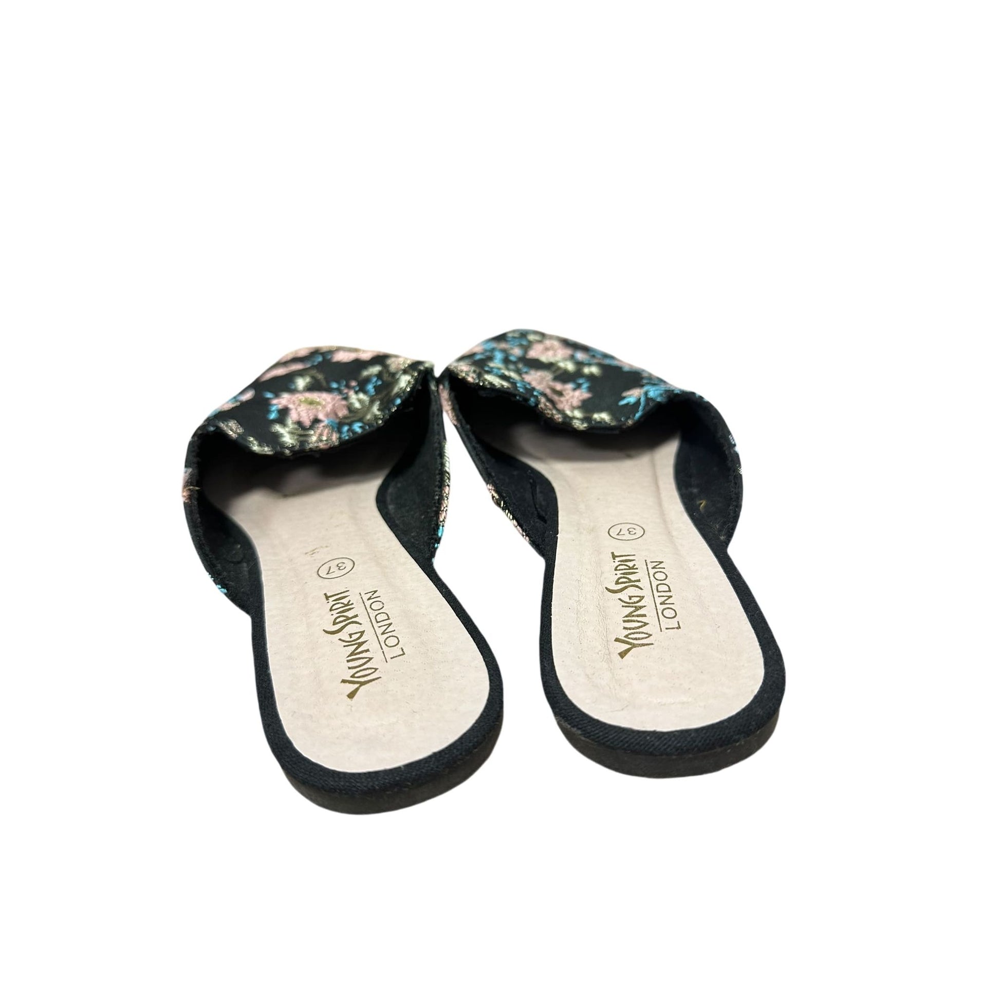 Young Spirit Mules Gr 37 Brokatmuster Schwarz Floral Elegant Sommer Hausschuh