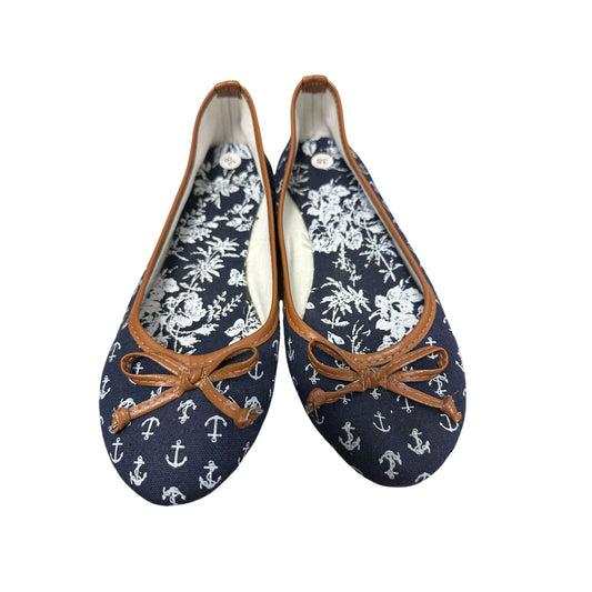 ⚓️ Maritim Ballerinas Damen 38 Dunkelblau – Anker & Blumen – Schleife ⚓️