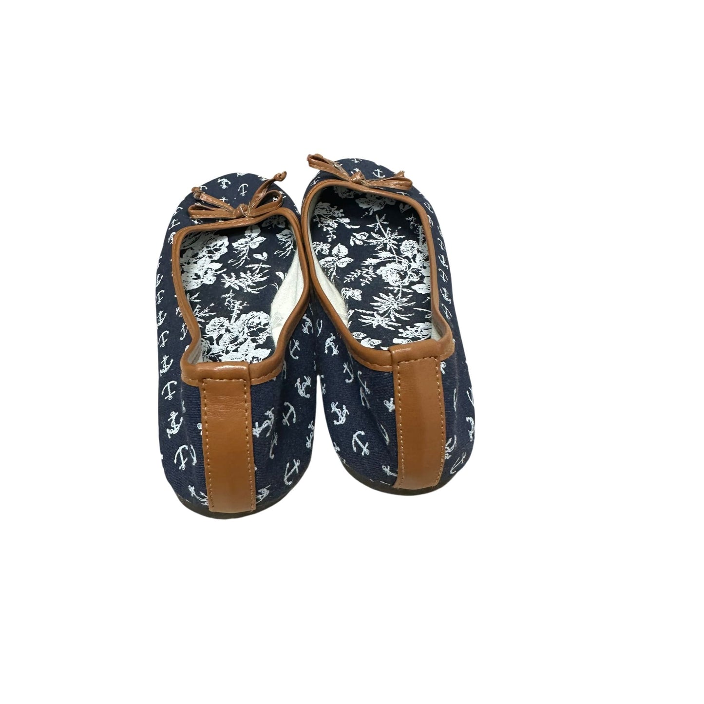⚓️ Maritim Ballerinas Damen 38 Dunkelblau – Anker & Blumen – Schleife ⚓️