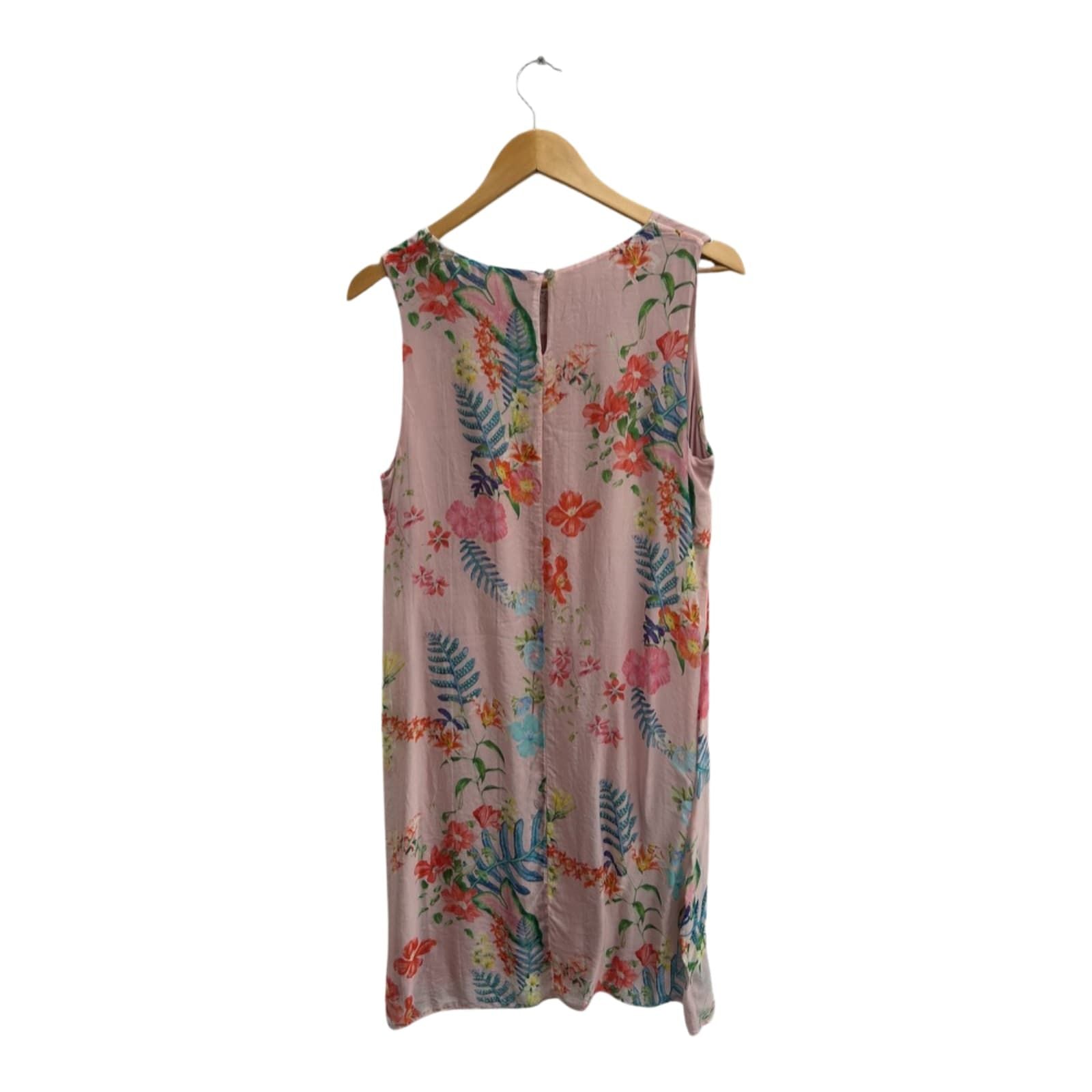 Cartoon Kleid Damen Dress Damenkleid Gr 40 Rosa Blumen Sommer Seide Viskose Boho